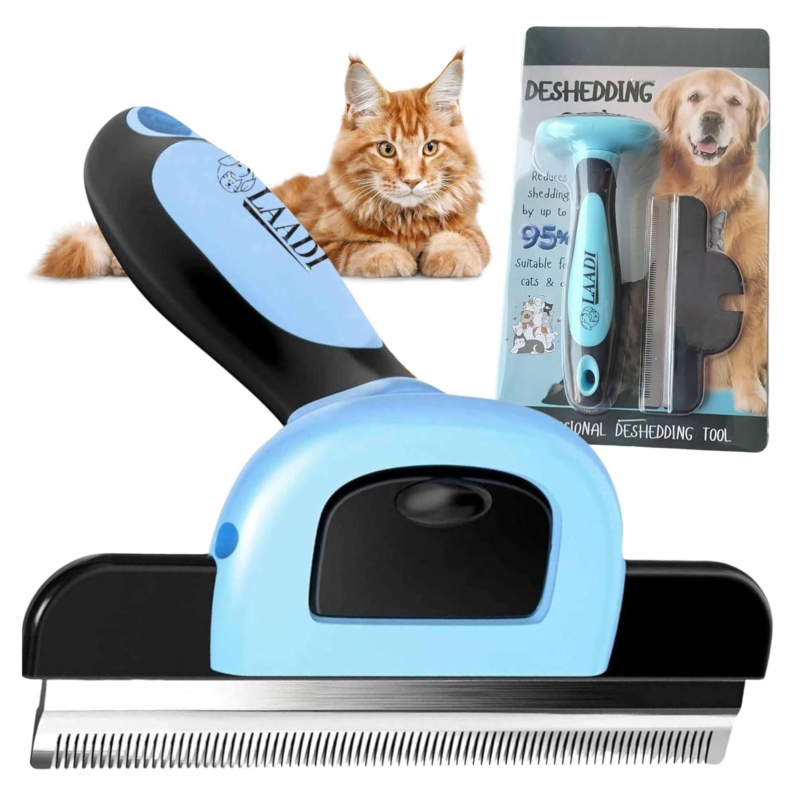 Cepillo Deshedding LAADI para Perros y Gatos - Reduce Caída de Pelo 95%