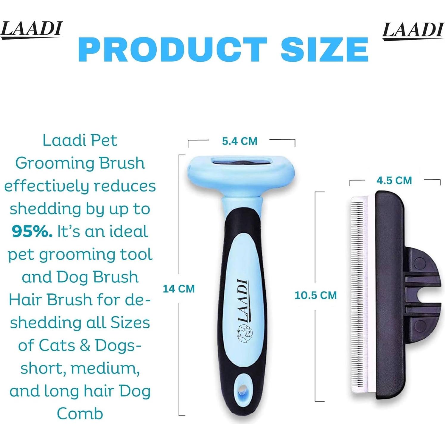 Cepillo Deshedding LAADI para Perros y Gatos - Reduce Caída de Pelo 95%