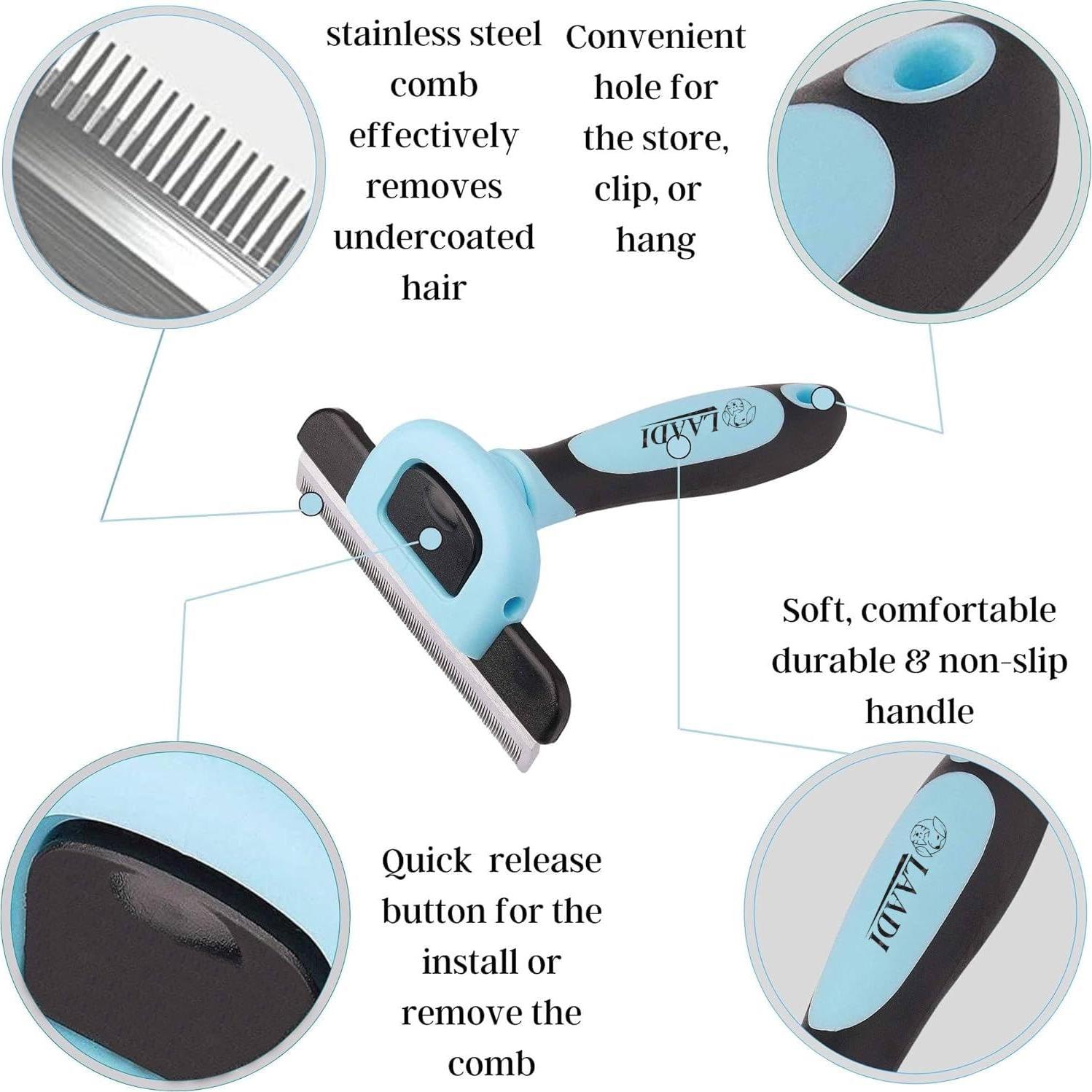 Cepillo Deshedding LAADI para Perros y Gatos - Reduce Caída de Pelo 95%