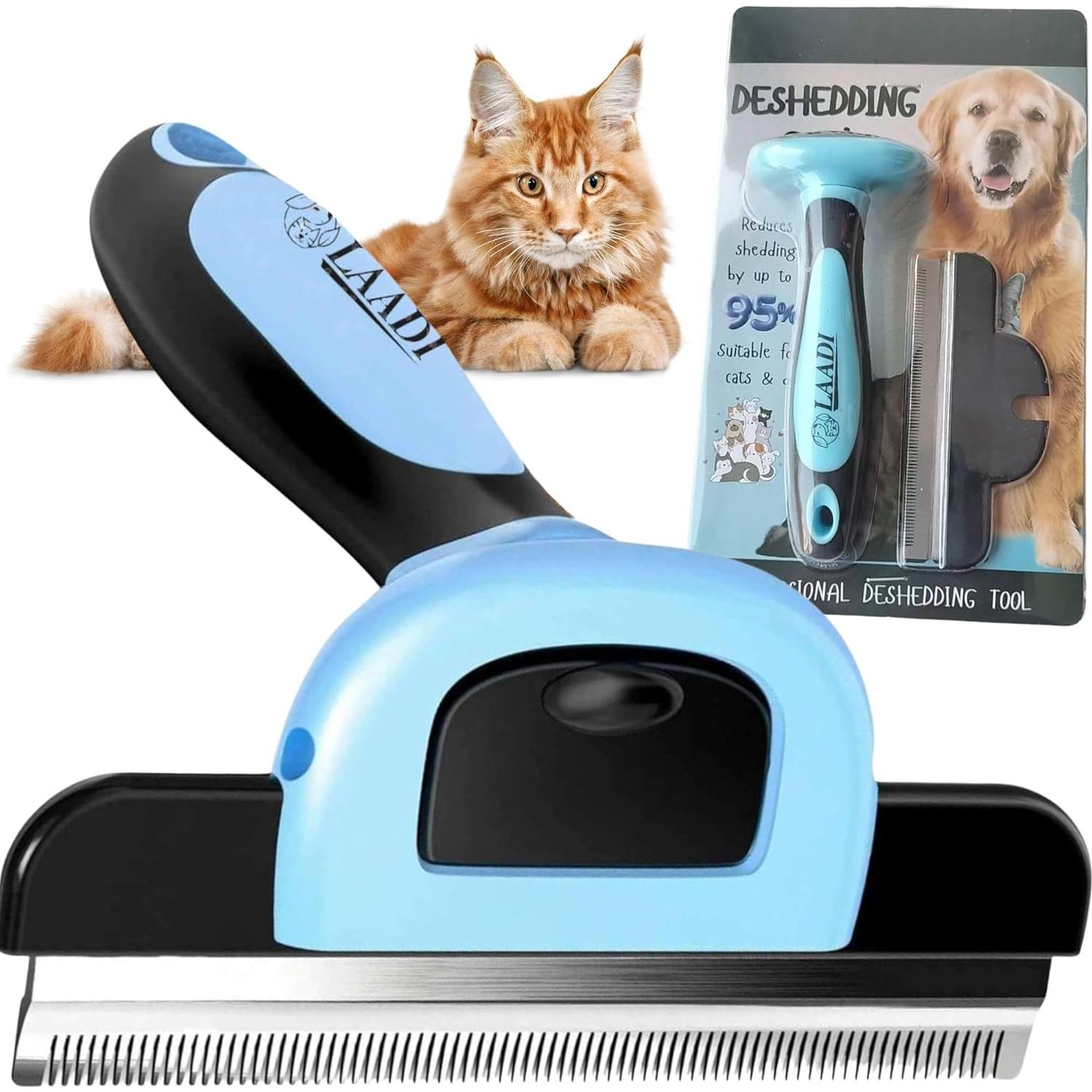 Cepillo Deshedding LAADI para Perros y Gatos - Reduce Caída de Pelo 95%