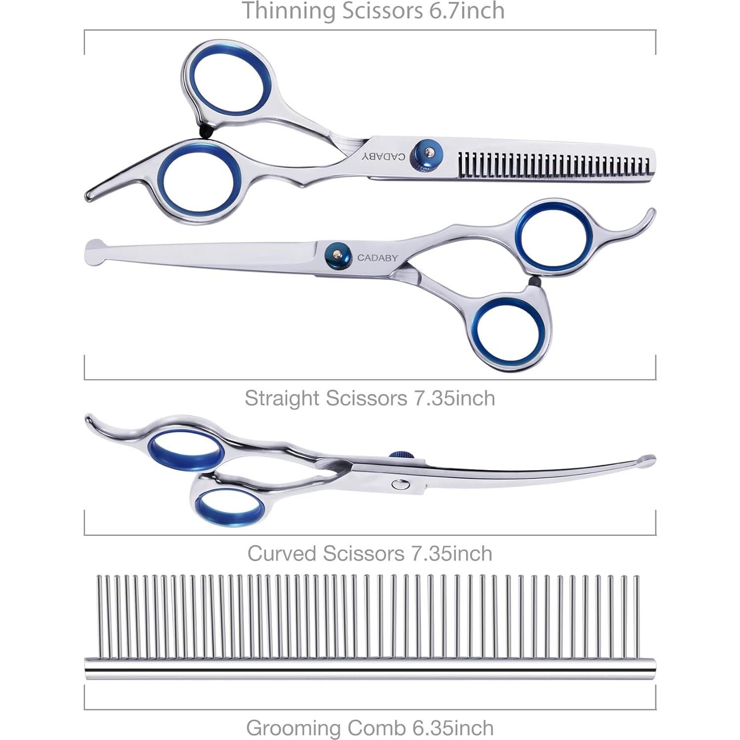 Kit de Tijeras para Mascotas CADABY 5 en 1 Acero Inoxidable