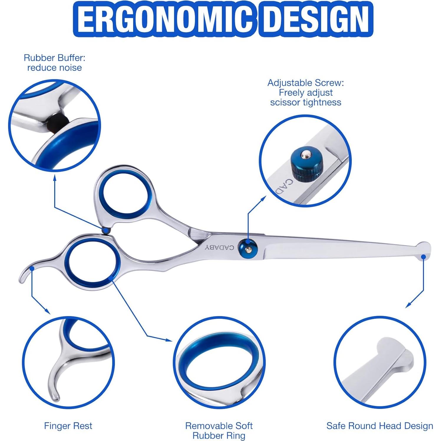 Kit de Tijeras para Mascotas CADABY 5 en 1 Acero Inoxidable