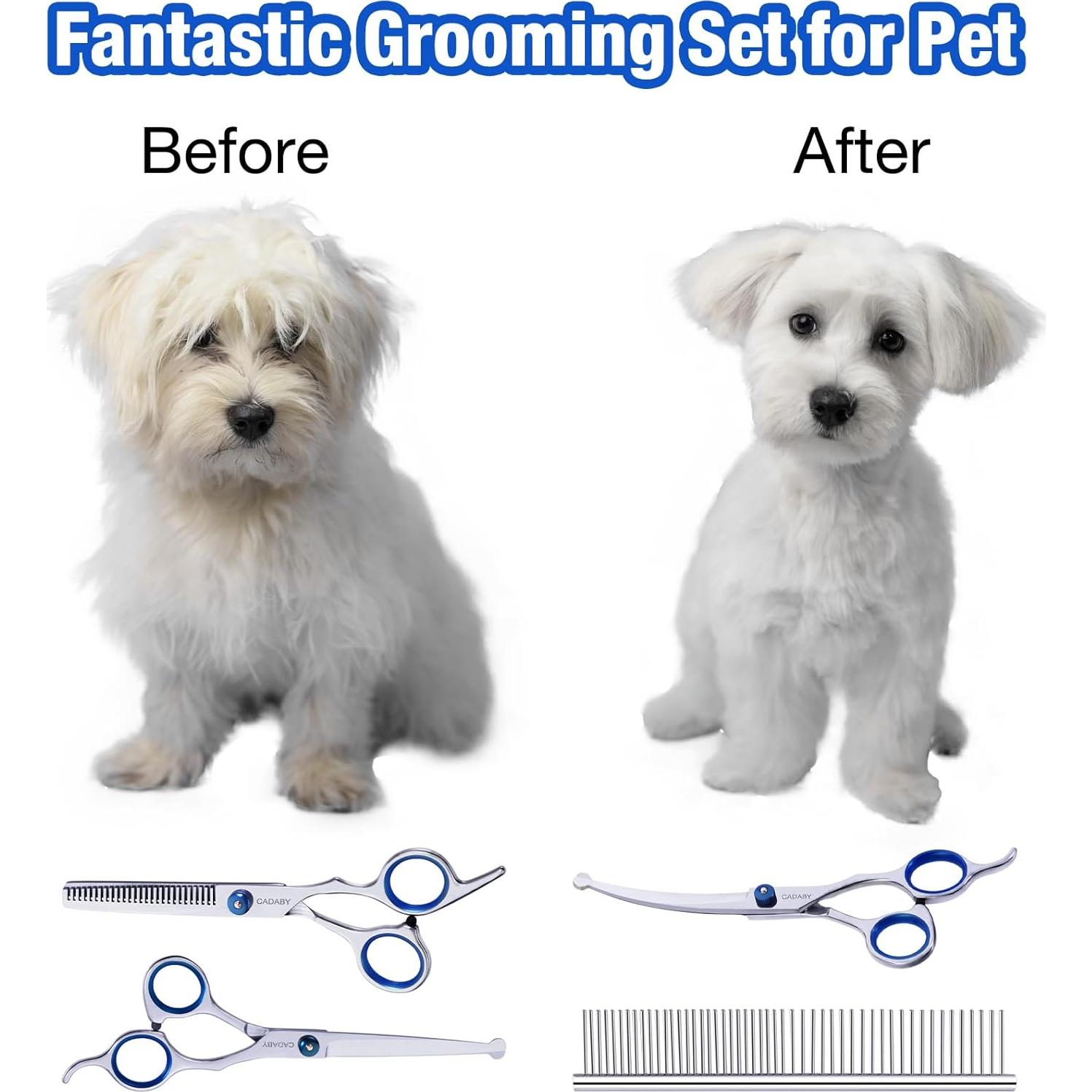 Kit de Tijeras para Mascotas CADABY 5 en 1 Acero Inoxidable