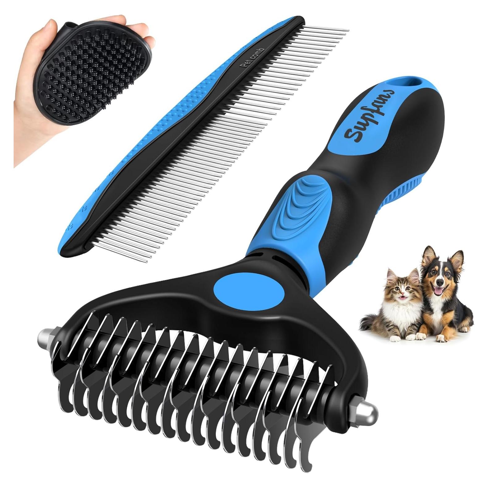 Juego de 3 Piezas de Cuidado para Mascotas UGNEL - Cepillo Deshedding, Rastrillo y Peine