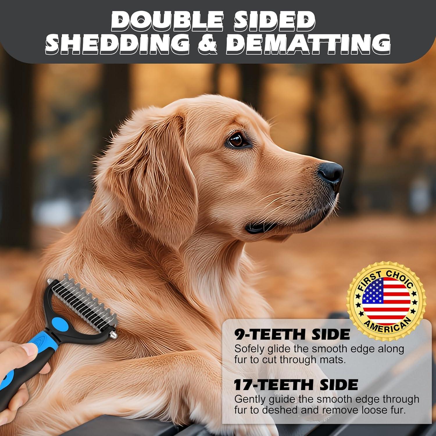 Juego de 3 Piezas de Cuidado para Mascotas UGNEL - Cepillo Deshedding, Rastrillo y Peine