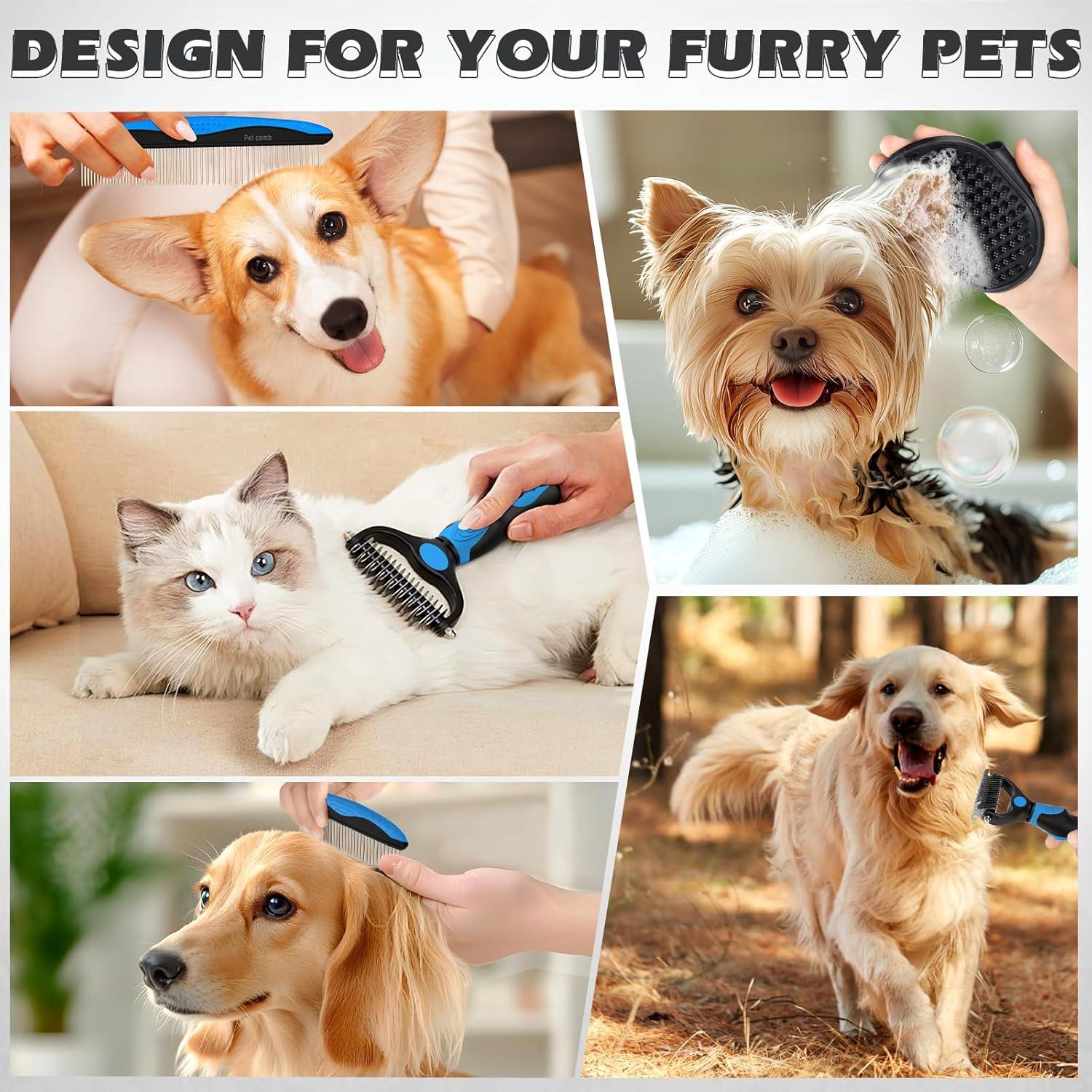 Juego de 3 Piezas de Cuidado para Mascotas UGNEL - Cepillo Deshedding, Rastrillo y Peine