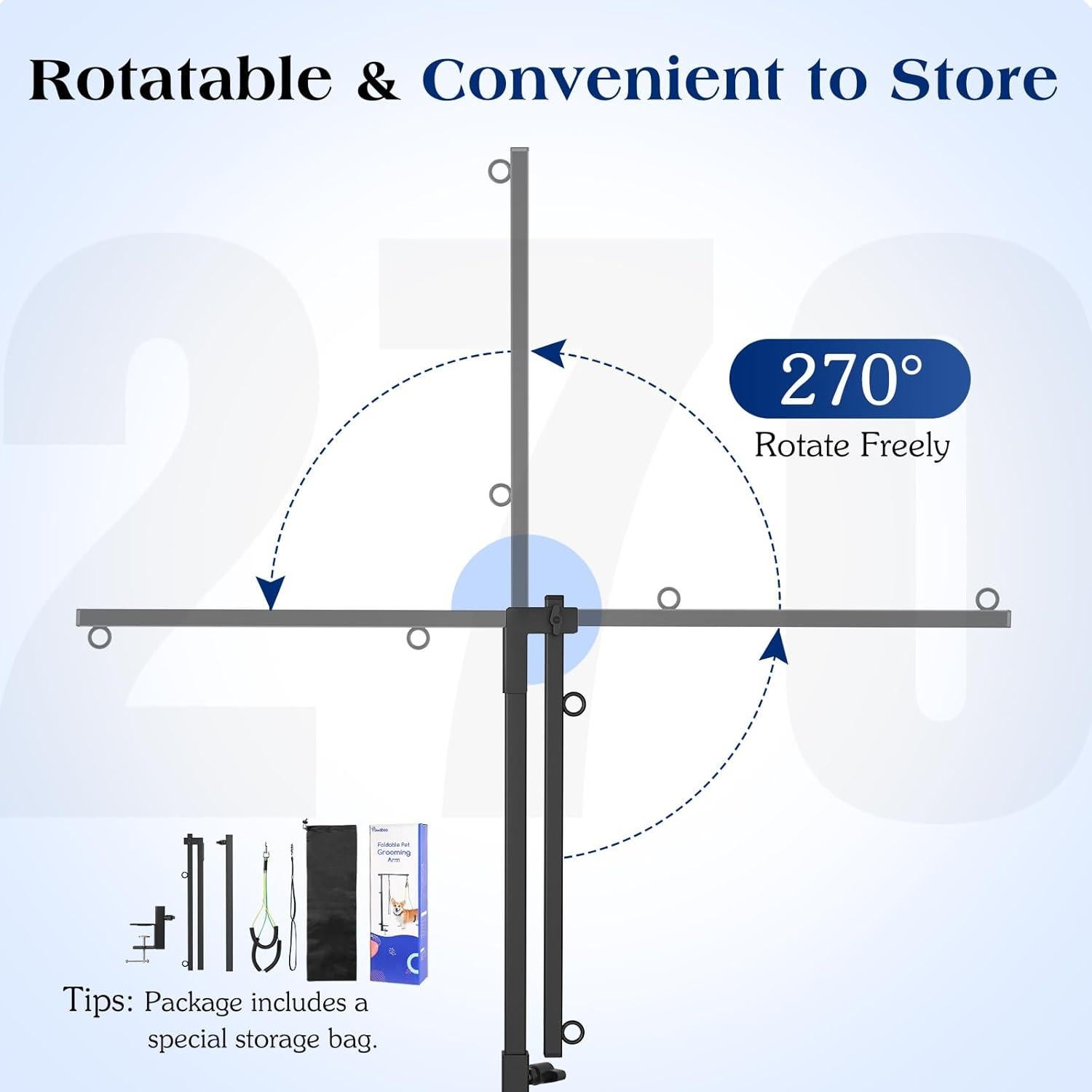 Brazo de Aseo para Mascotas Pawaboo Ajustable 74cm Negro
