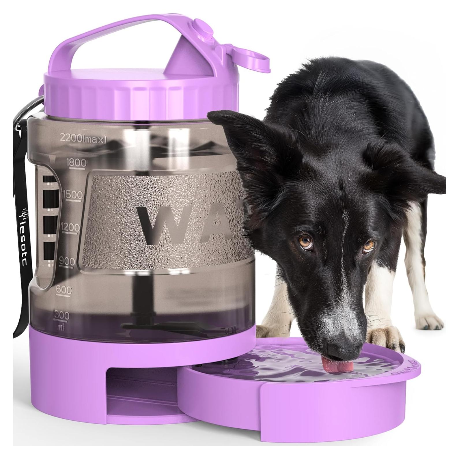 Botella de Agua para Perros Lesotc 2.28L Portátil con Cuenco
