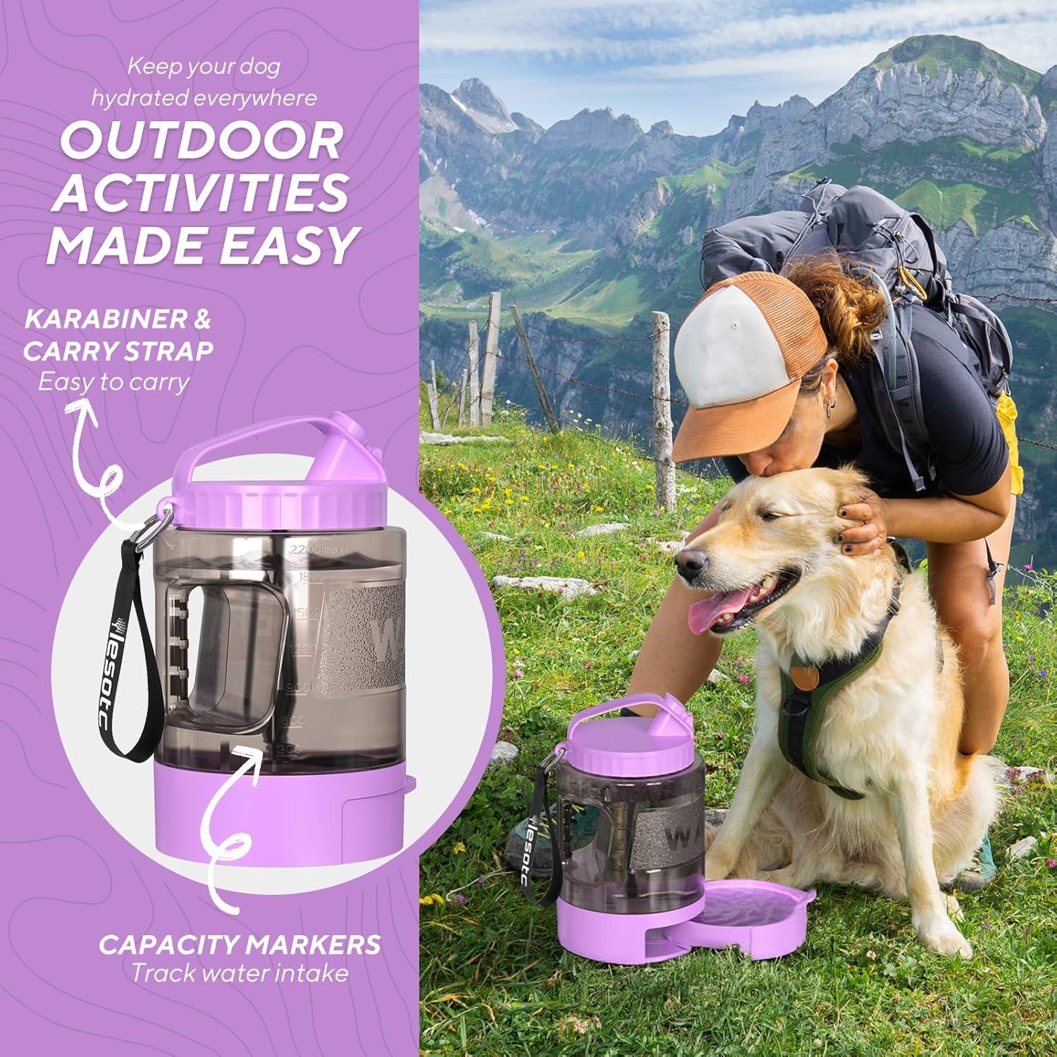 Botella de Agua para Perros Lesotc 2.28L Portátil con Cuenco
