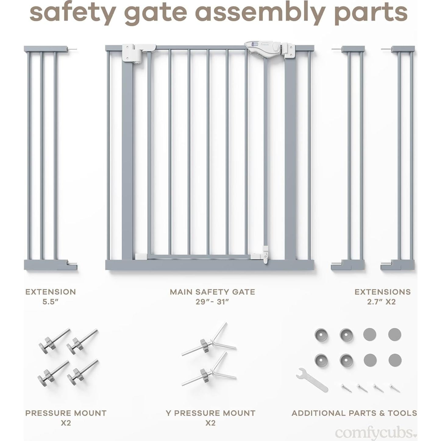 Puerta de Seguridad para Bebés Comfy Cubs Ajustable 81.92 cm Azul