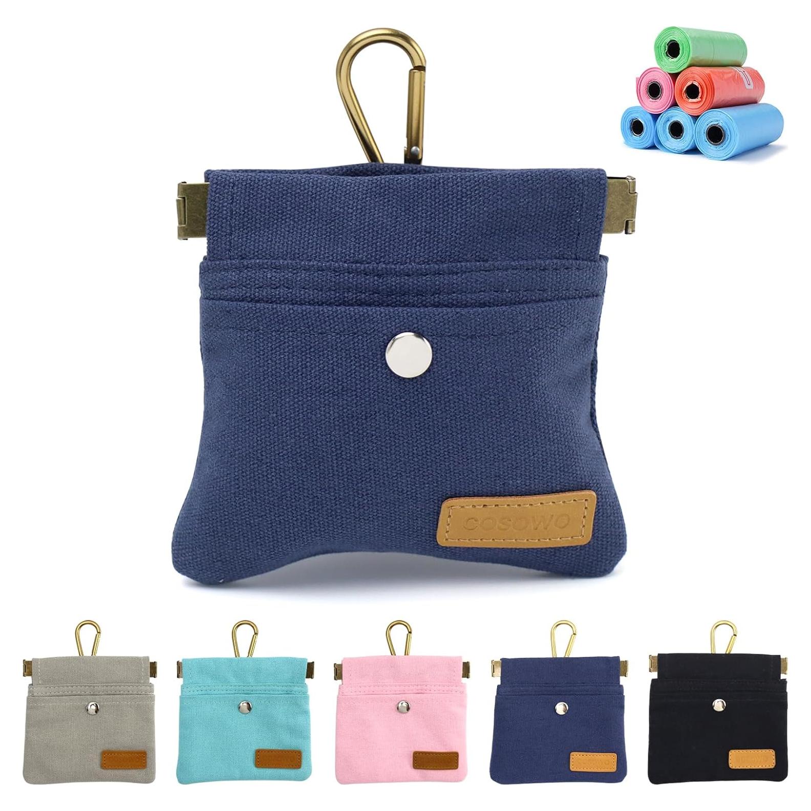 Bolsa de golosinas para perros COSOWO, azul marino, impermeable