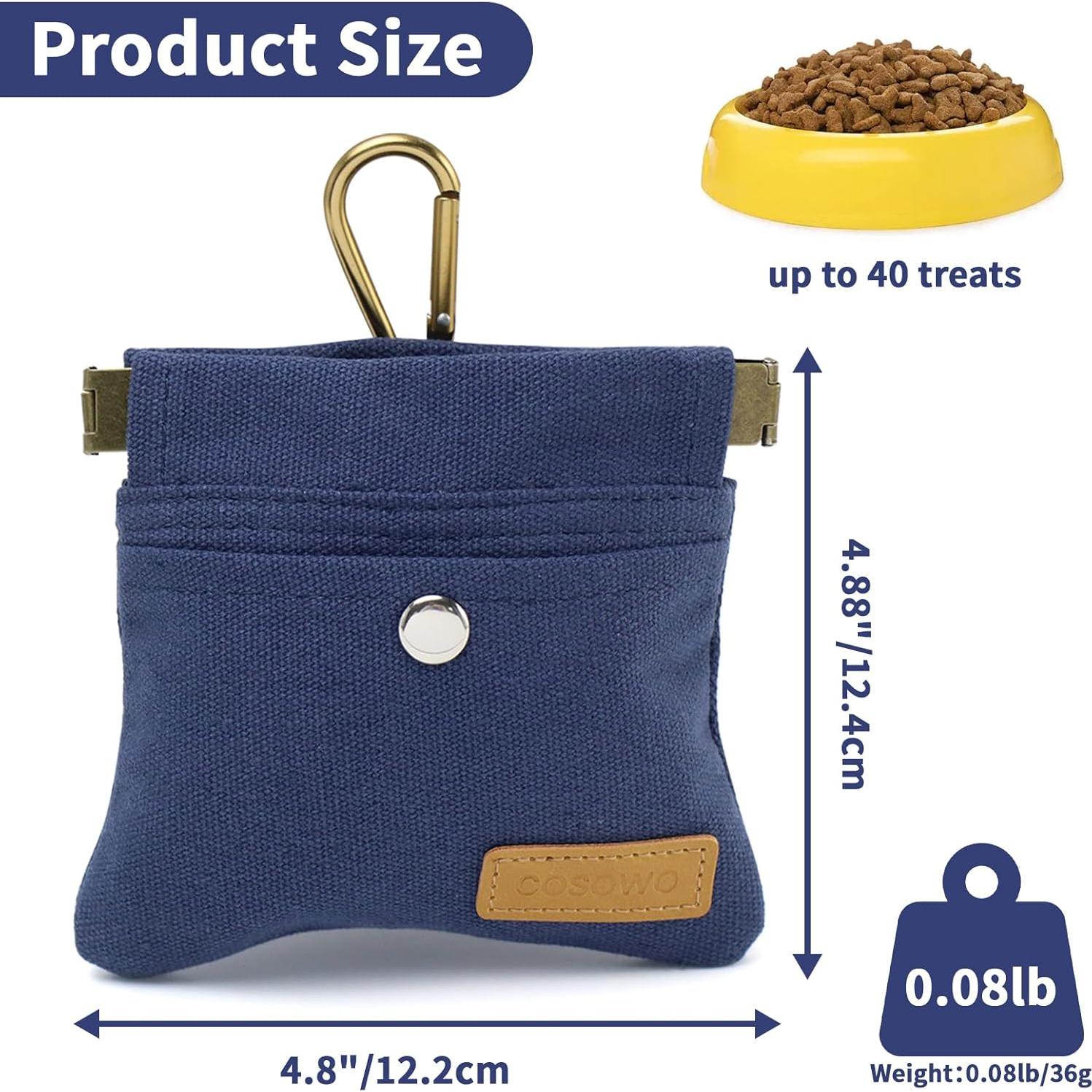 Bolsa de golosinas para perros COSOWO, azul marino, impermeable
