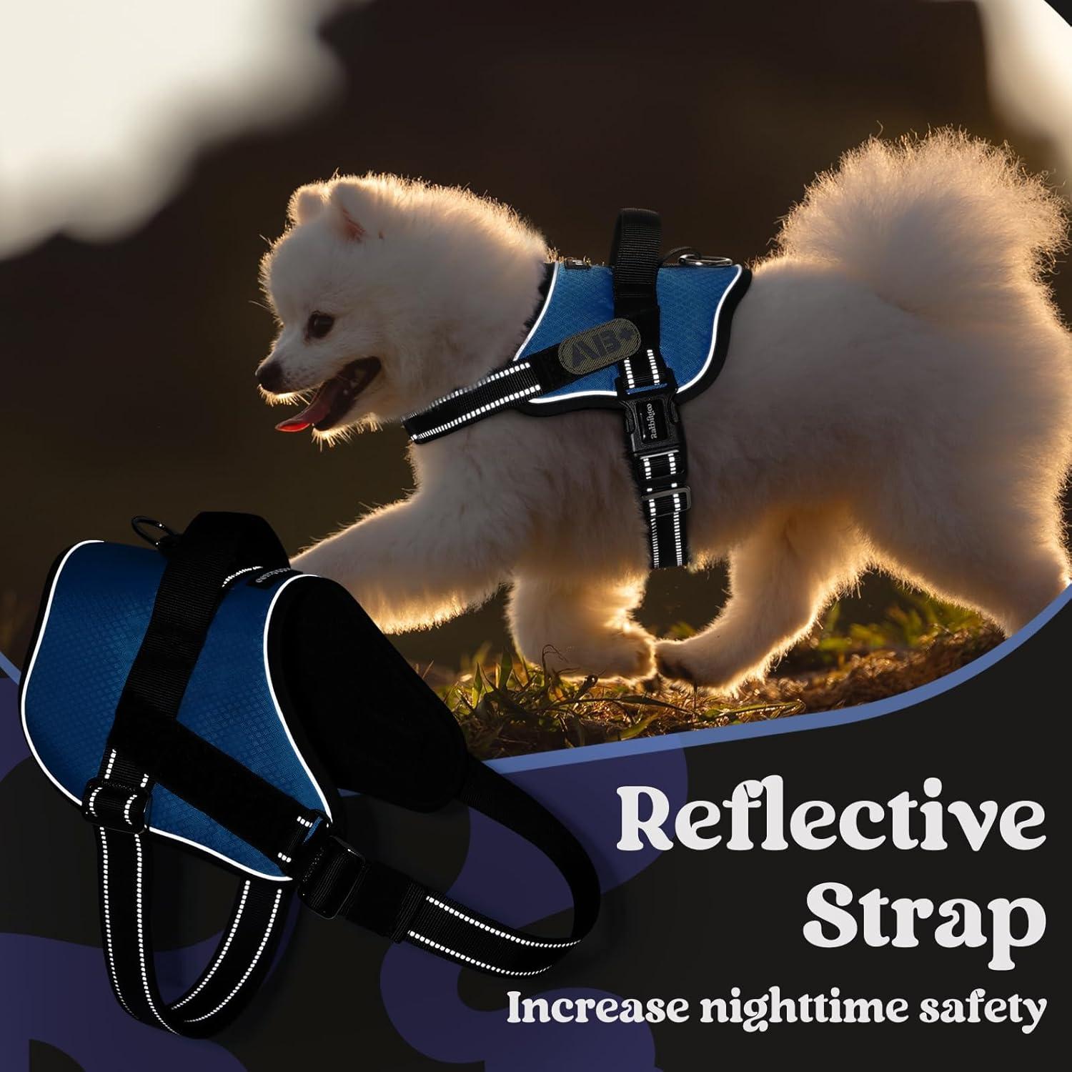 Arnés para Perros Rabbitgoo Mediano Azul Ajustable Reflectante