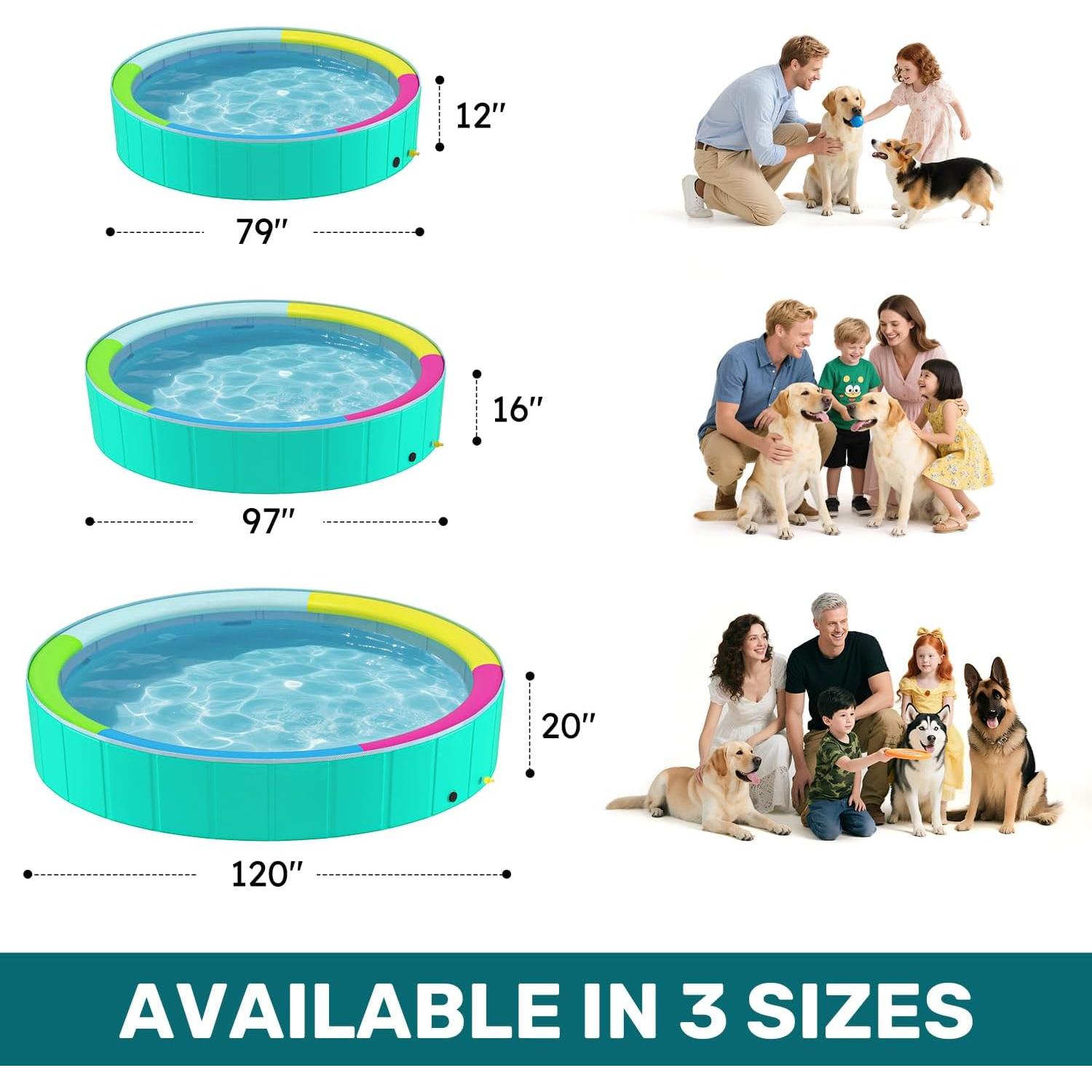Piscina Plegable para Perros Heeyoo 200 cm con Aspersor