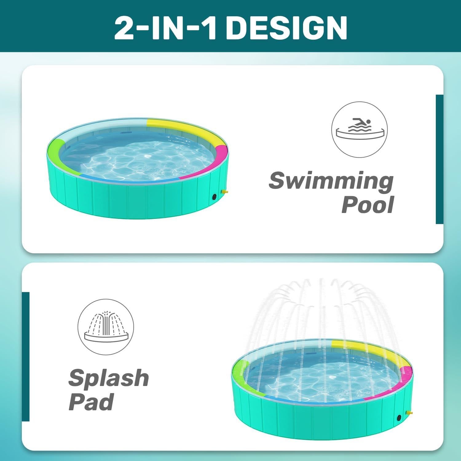 Piscina Plegable para Perros Heeyoo 200 cm con Aspersor