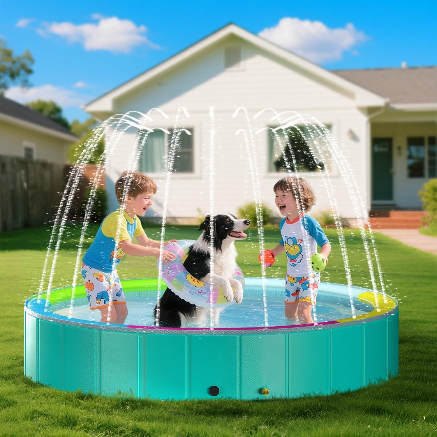 Piscina Plegable para Perros Heeyoo 200 cm con Aspersor