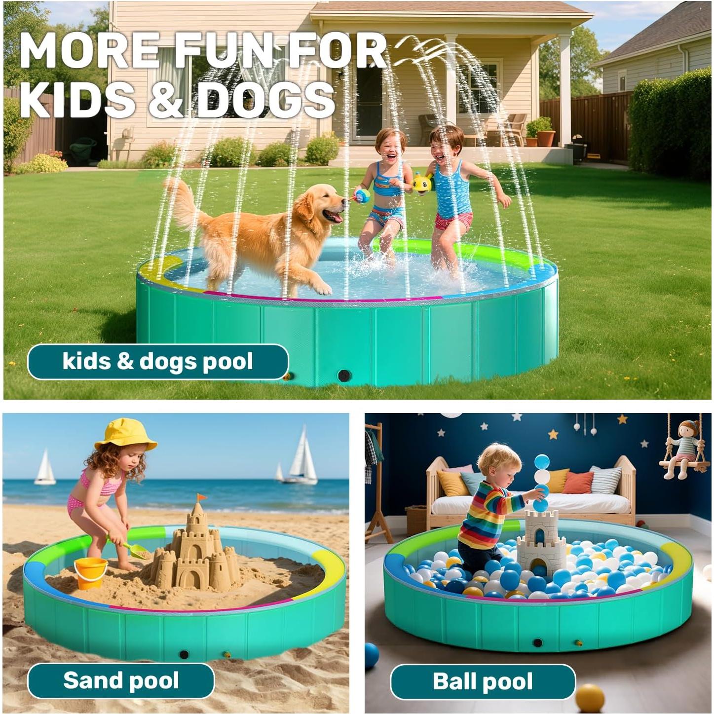 Piscina Plegable para Perros Heeyoo 200 cm con Aspersor