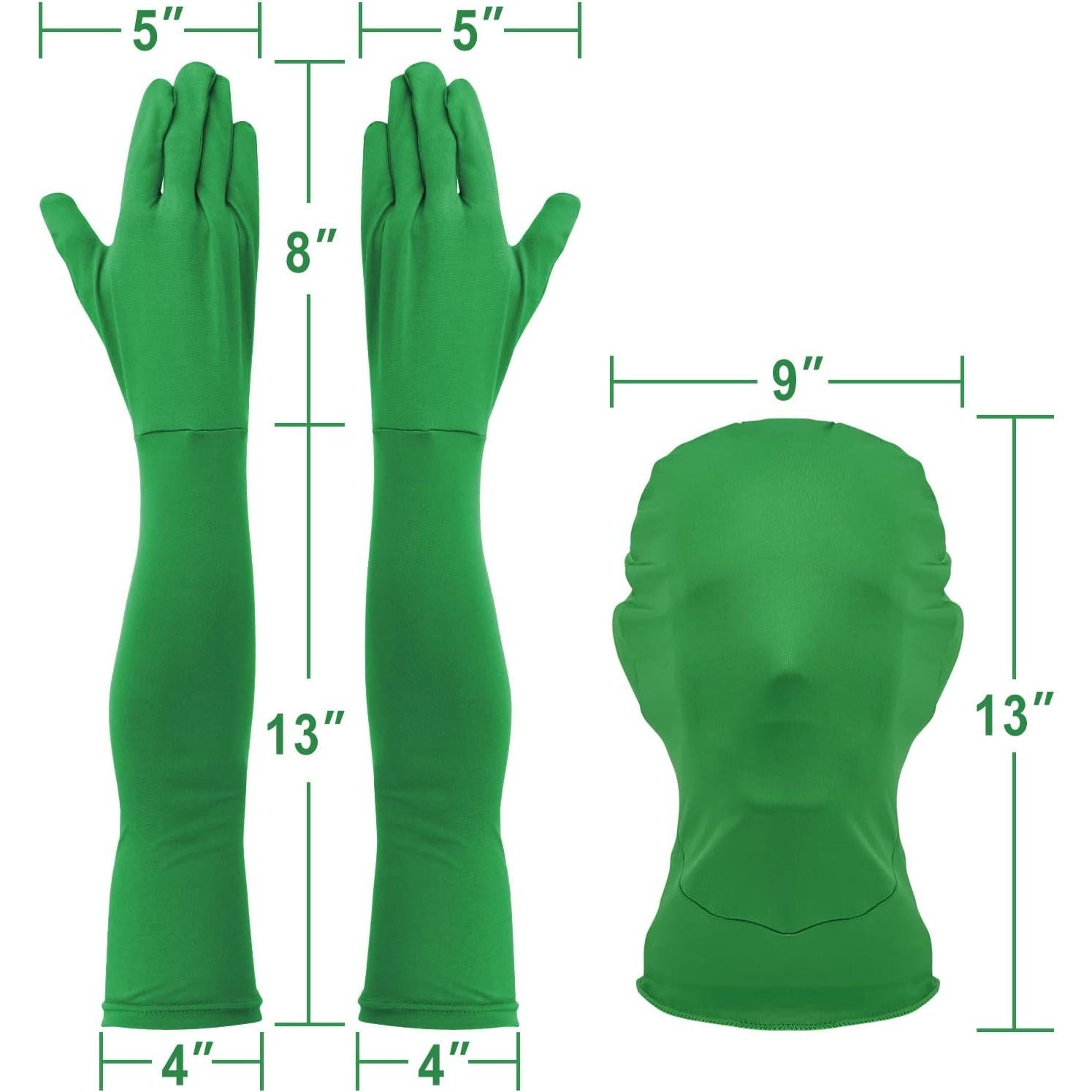 Guantes y Capucha Chroma Key Cosmos para Video Verde