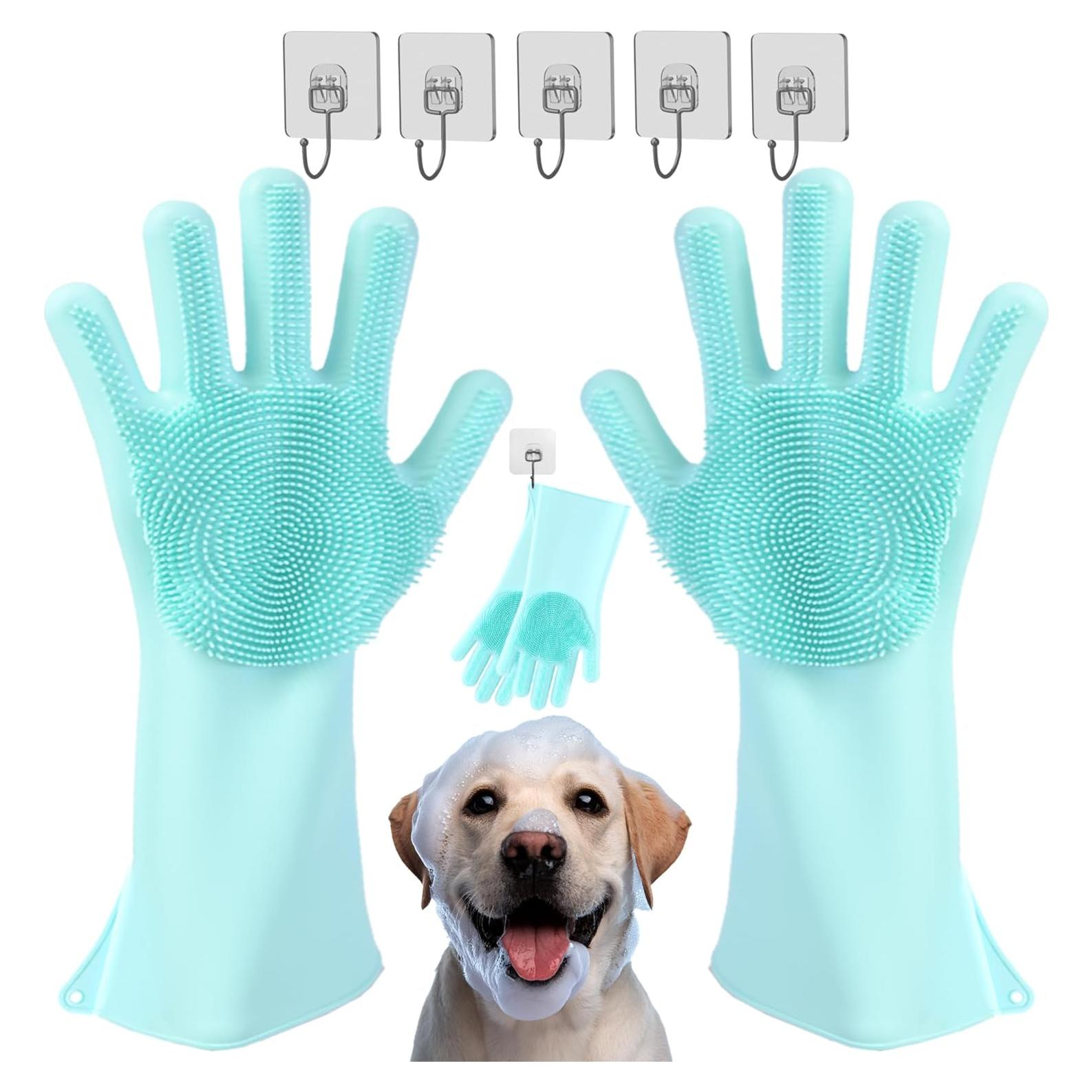 Guantes de Aseo de Silicona Reutilizables para Mascotas - 17.8x15cm