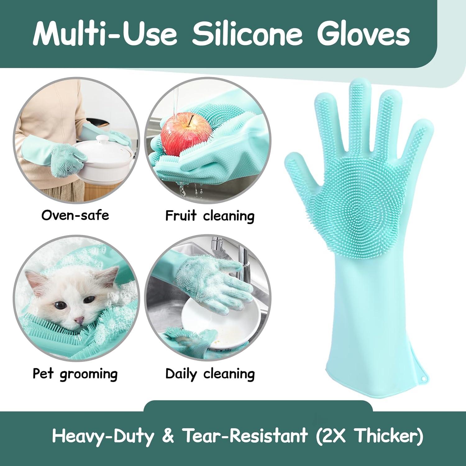 Guantes de Aseo de Silicona Reutilizables para Mascotas - 17.8x15cm