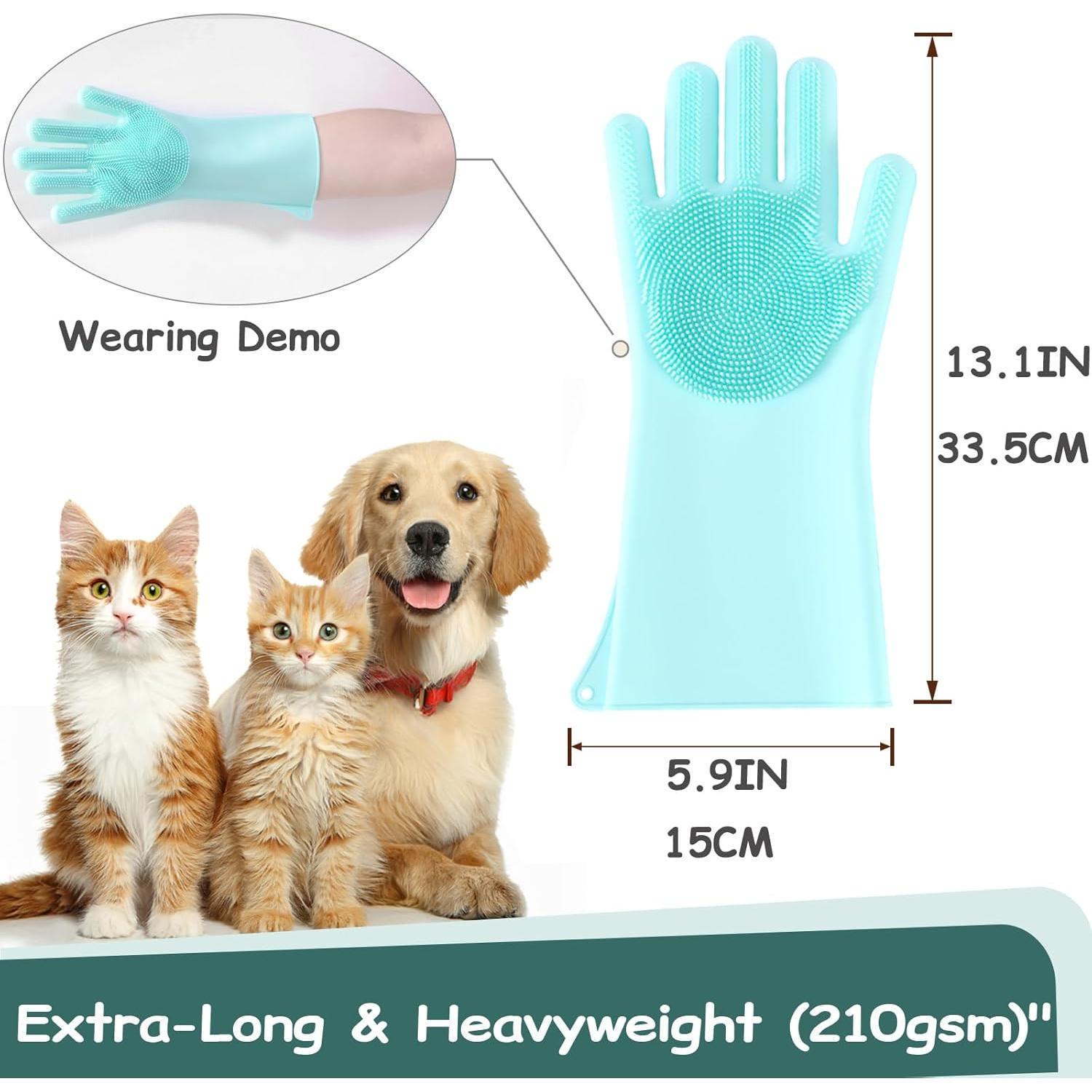 Guantes de Aseo de Silicona Reutilizables para Mascotas - 17.8x15cm