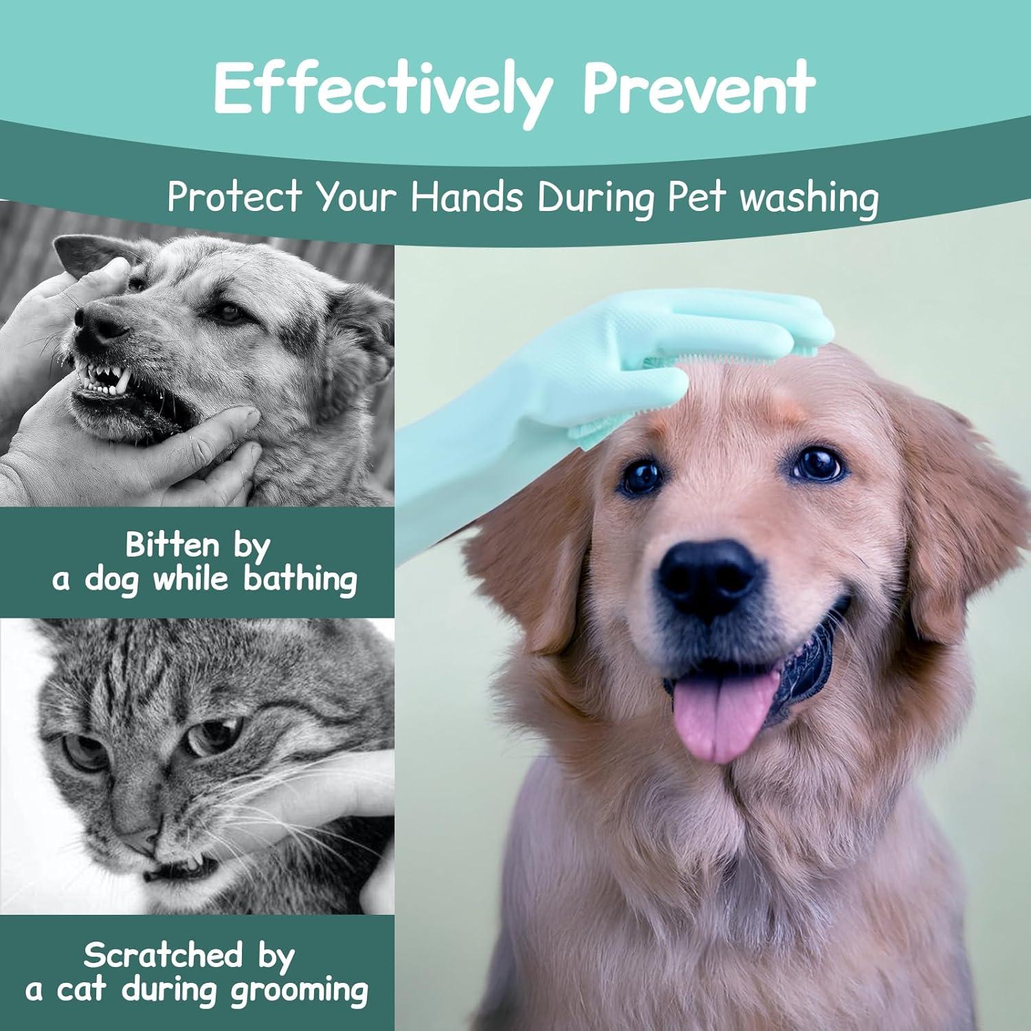 Guantes de Aseo de Silicona Reutilizables para Mascotas - 17.8x15cm