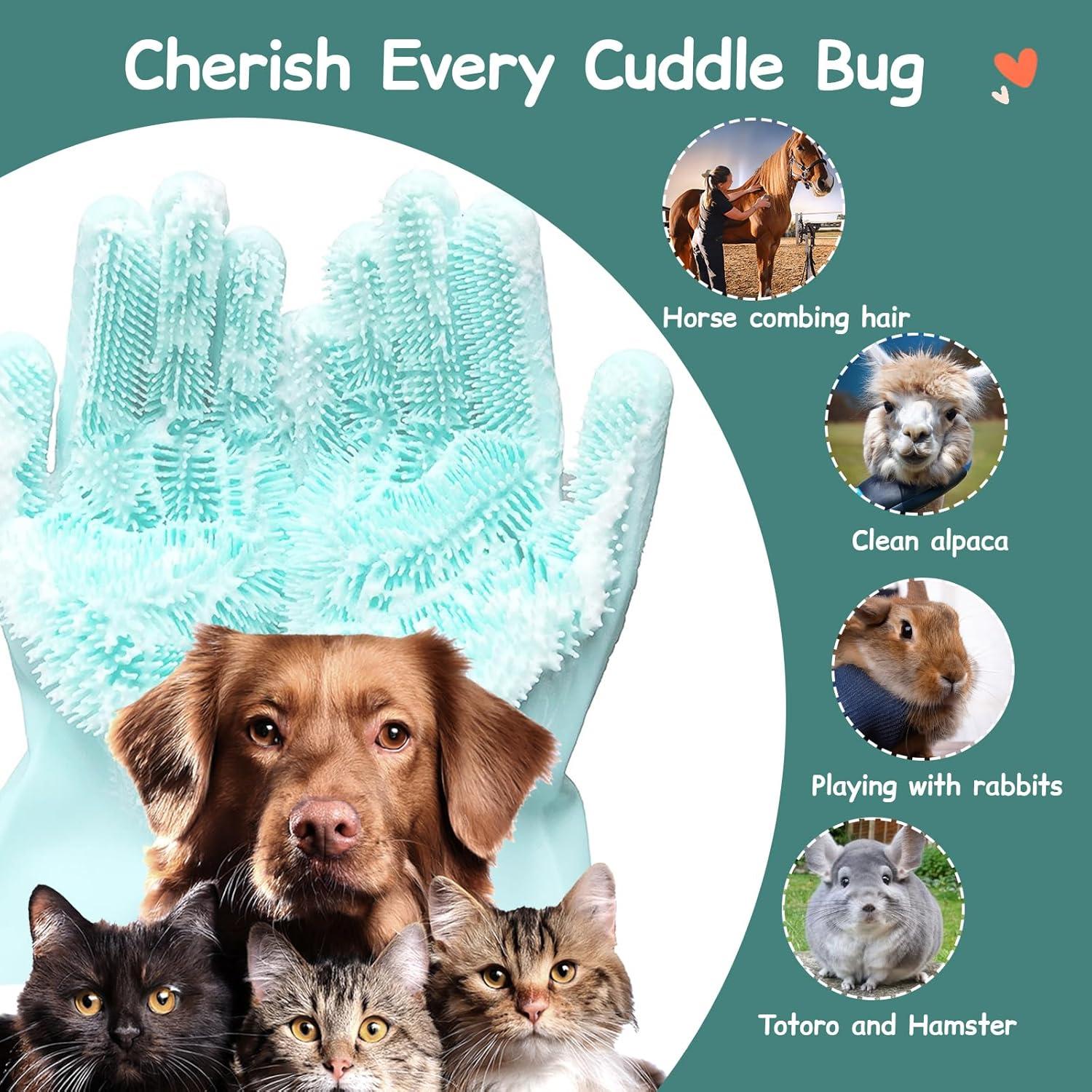 Guantes de Aseo de Silicona Reutilizables para Mascotas - 17.8x15cm