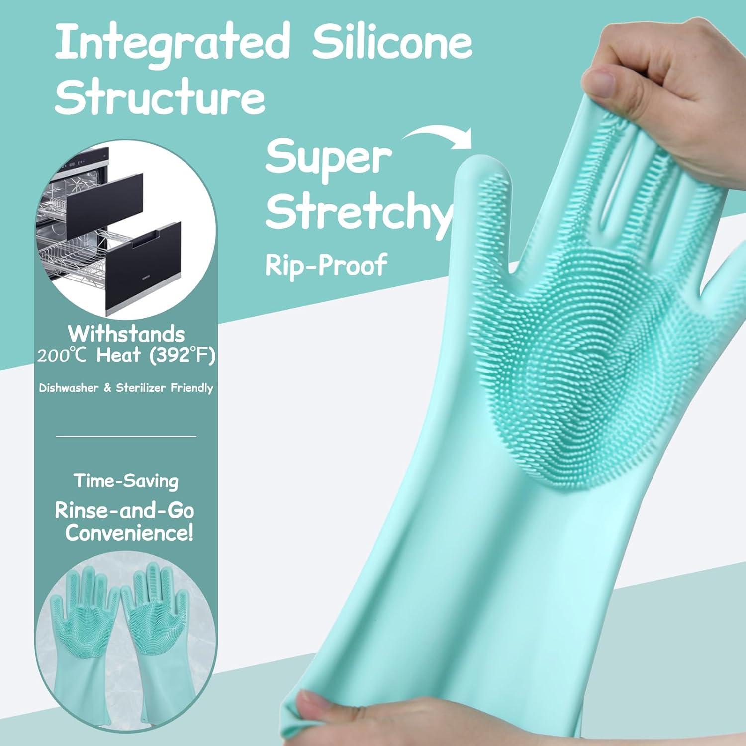 Guantes de Aseo de Silicona Reutilizables para Mascotas - 17.8x15cm