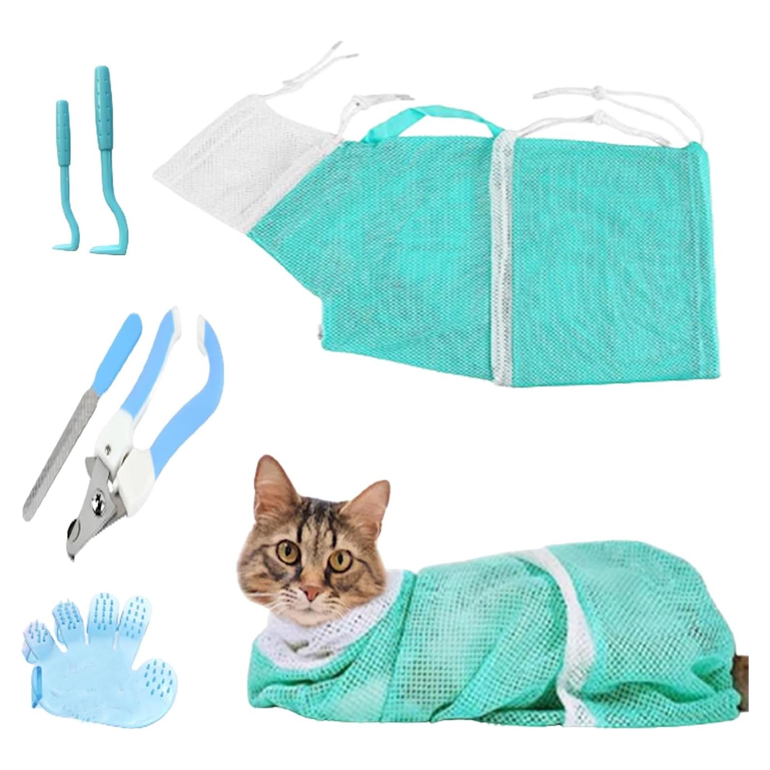 Bolsa de Baño para Gatos y Perros + Cortauñas y Guantes