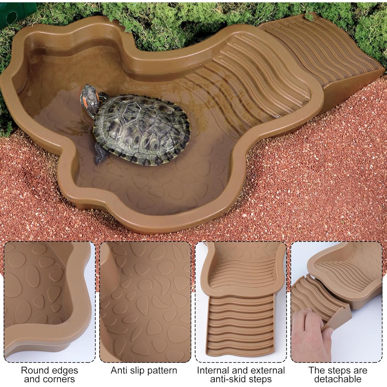 Piscina para Reptiles KKONHII con Escalera y Rampa 2.5cm