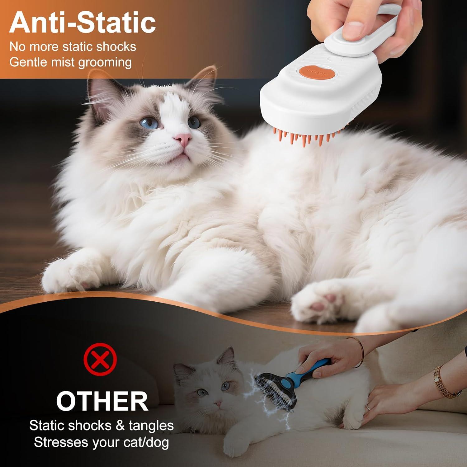 Cepillo de Vapor para Mascotas VVWVVW - 3 en 1 con Champú