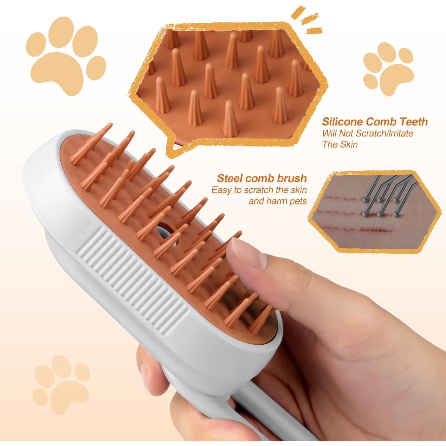 Cepillo de Vapor para Mascotas VVWVVW - 3 en 1 con Champú