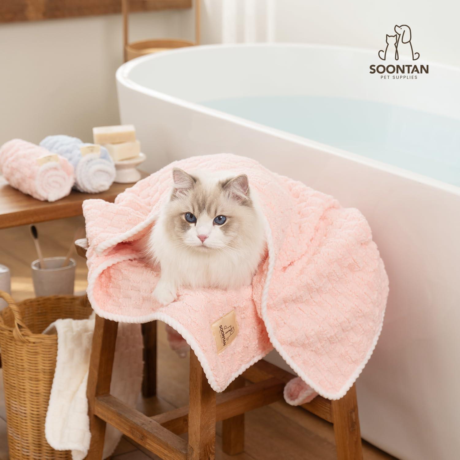 Juego de Toallas de Microfibra SOONTAN para Mascotas - 2 Tamaños