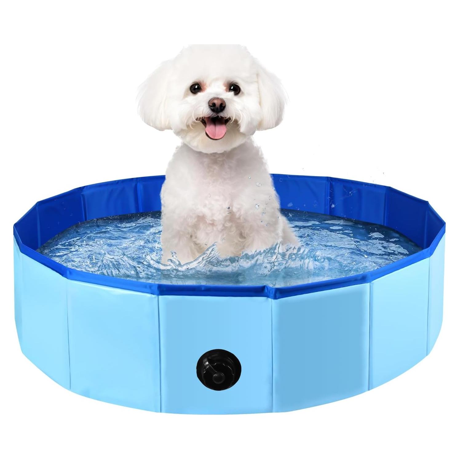 Bañera Plegable para Perros Enenes 81 cm Azul Antideslizante