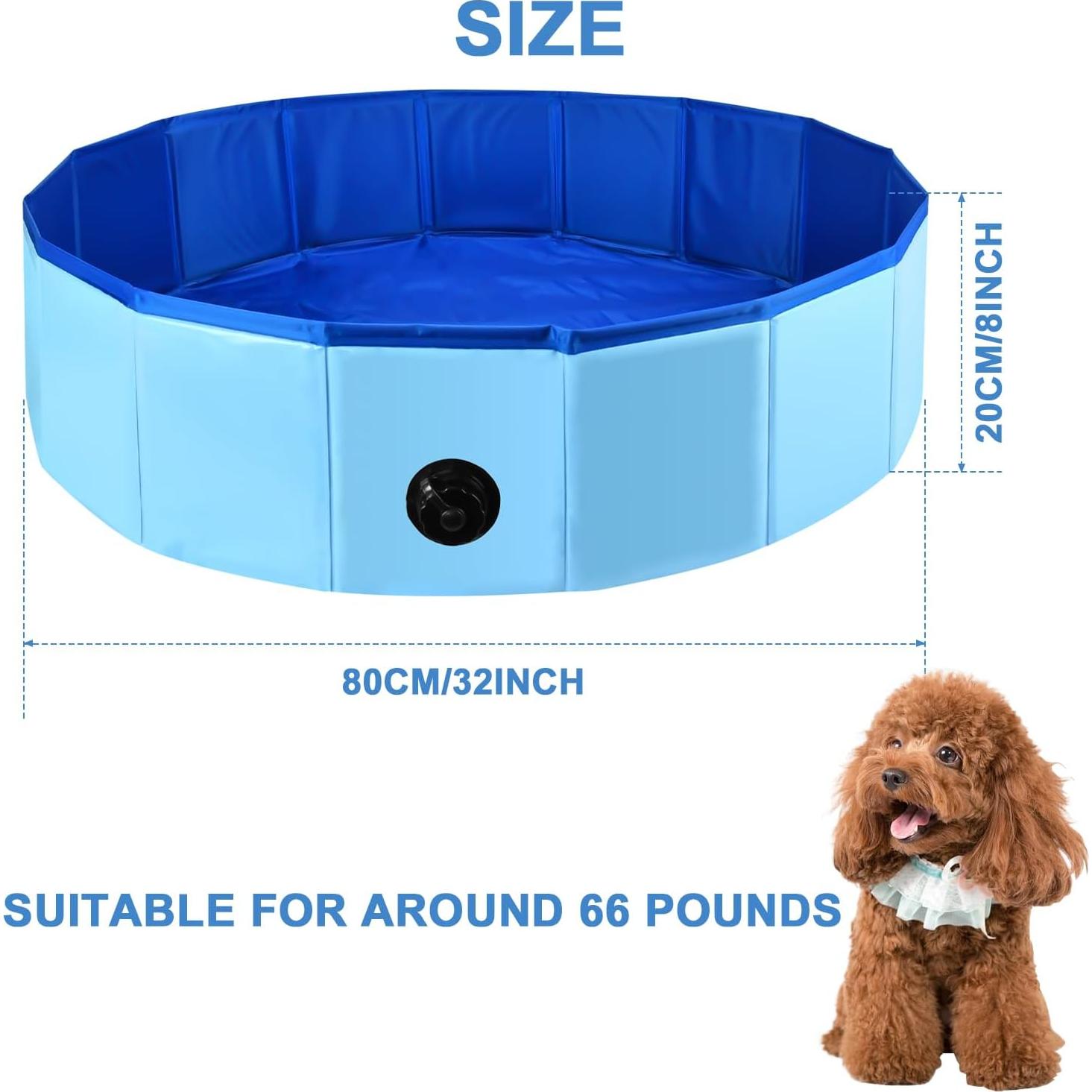 Bañera Plegable para Perros Enenes 81 cm Azul Antideslizante