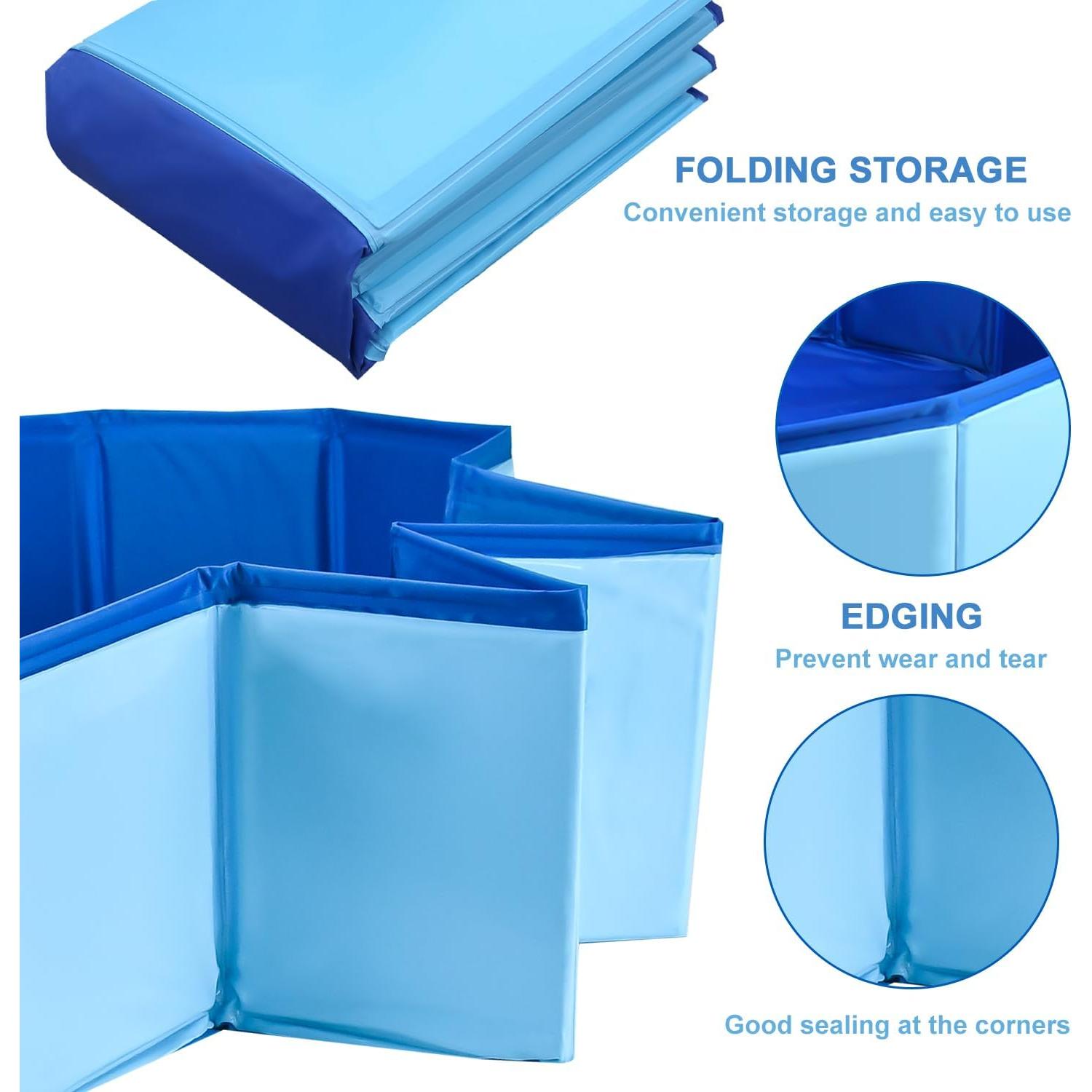 Bañera Plegable para Perros Enenes 81 cm Azul Antideslizante