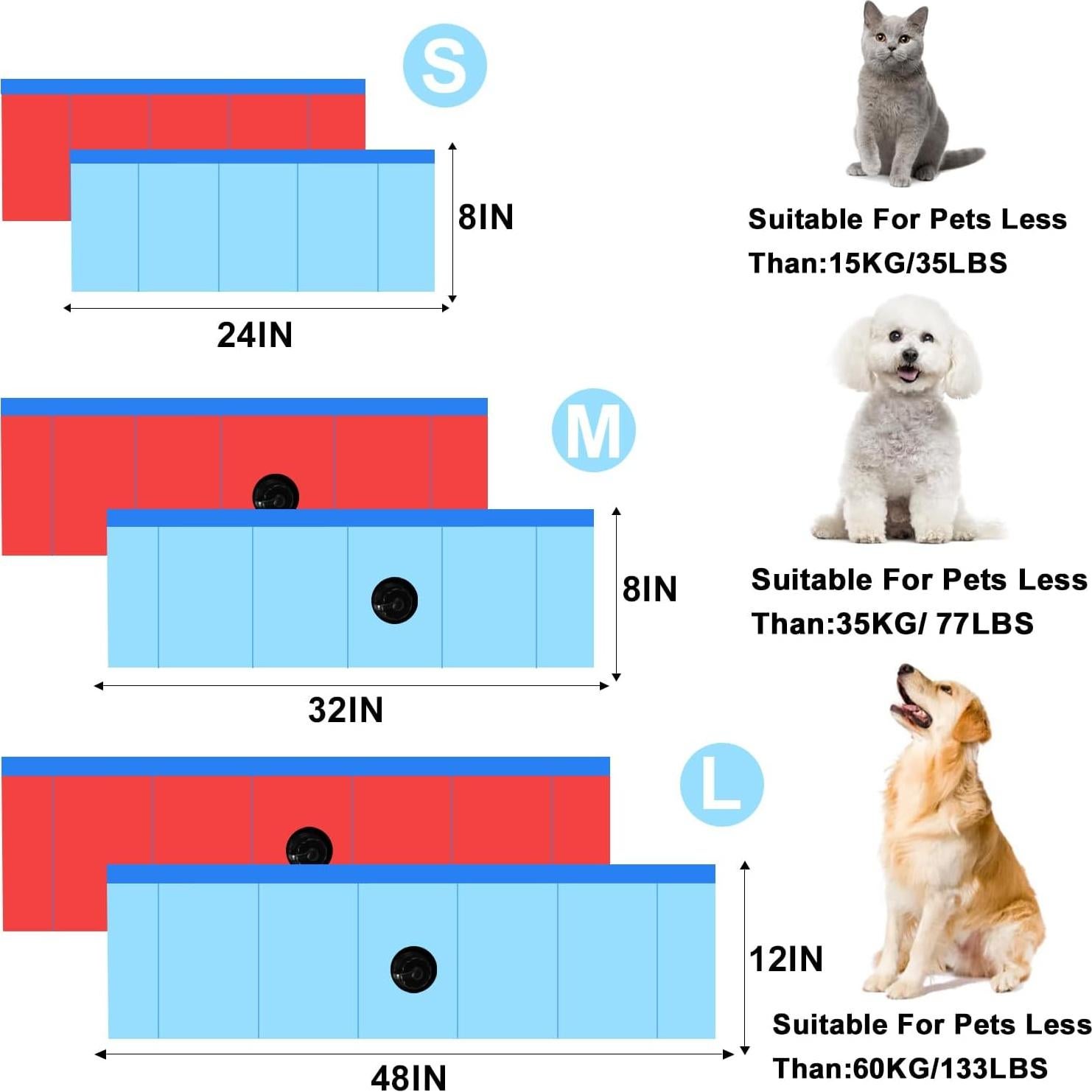 Bañera Plegable para Perros Enenes 81 cm Azul Antideslizante