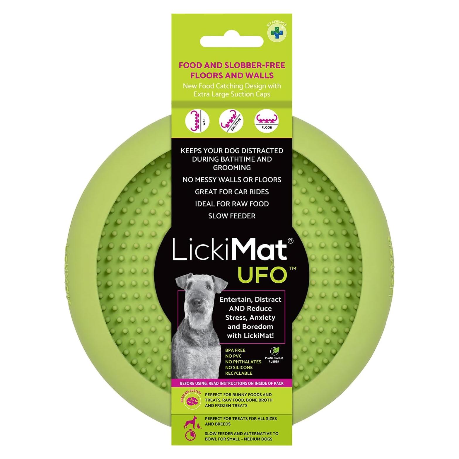LickiMat UFO Verde - Distractor de Goma Natural para Perros