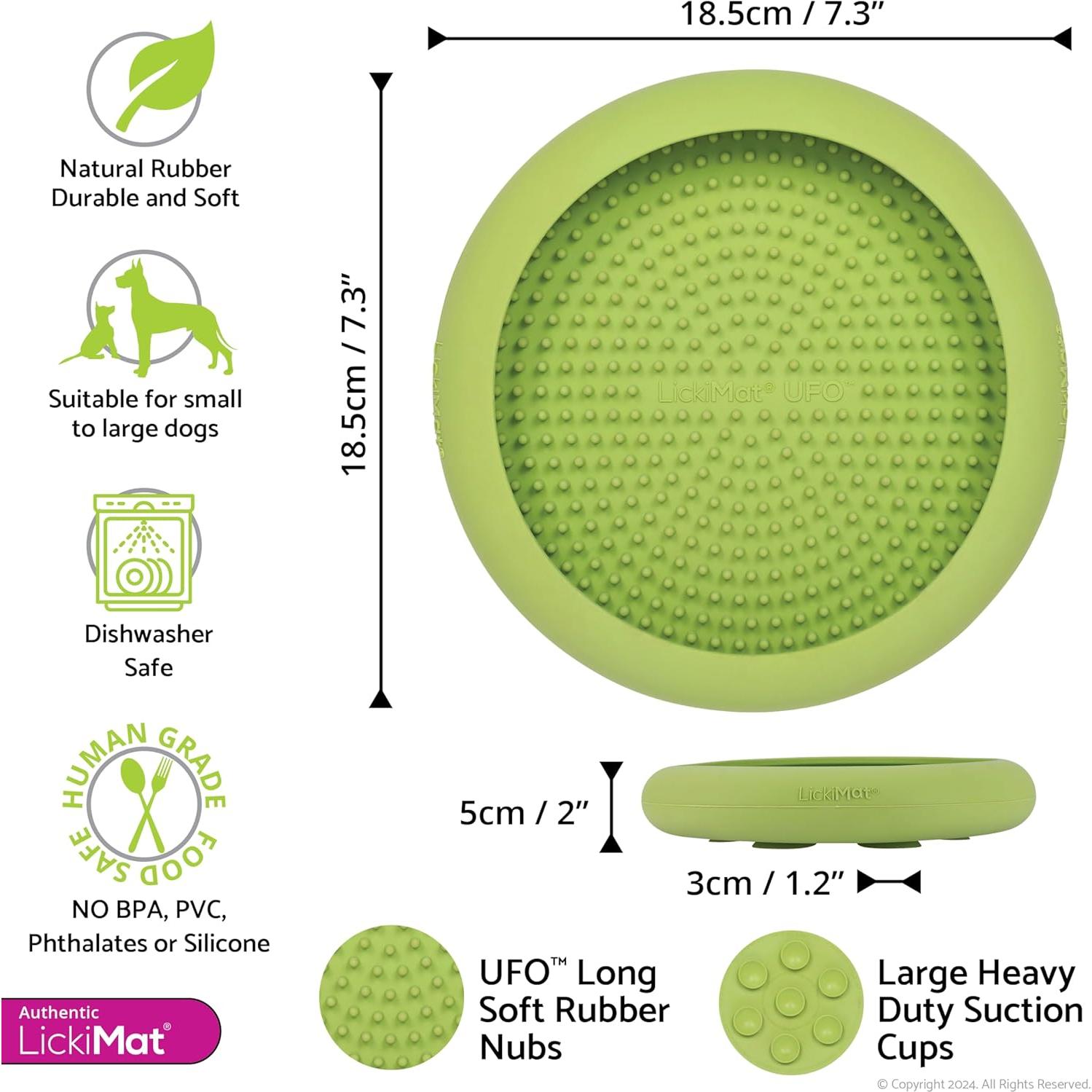 LickiMat UFO Verde - Distractor de Goma Natural para Perros