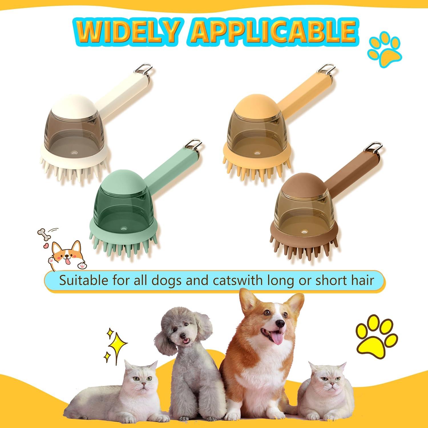 Cepillo de Baño para Mascotas con Dispensador de Champú Verde