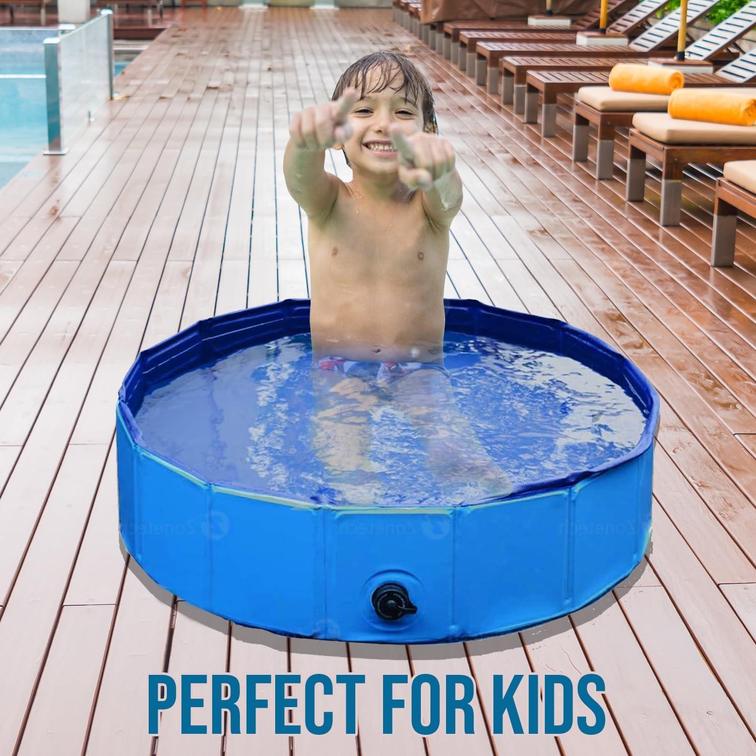 Piscina Plegable ZONETECH 235.9L Antideslizante para Niños y Mascotas