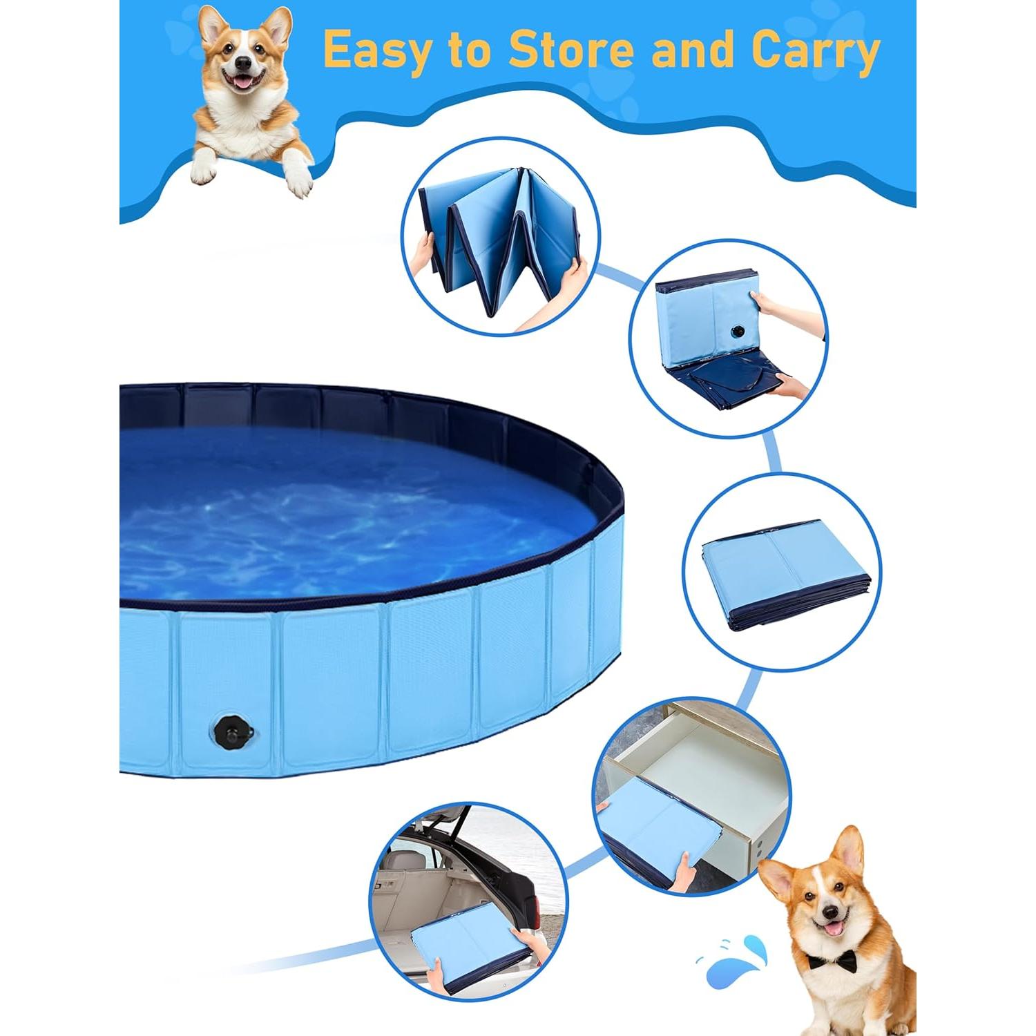 Piscina Plegable para Perros Lexda 200x30cm PVC Azul