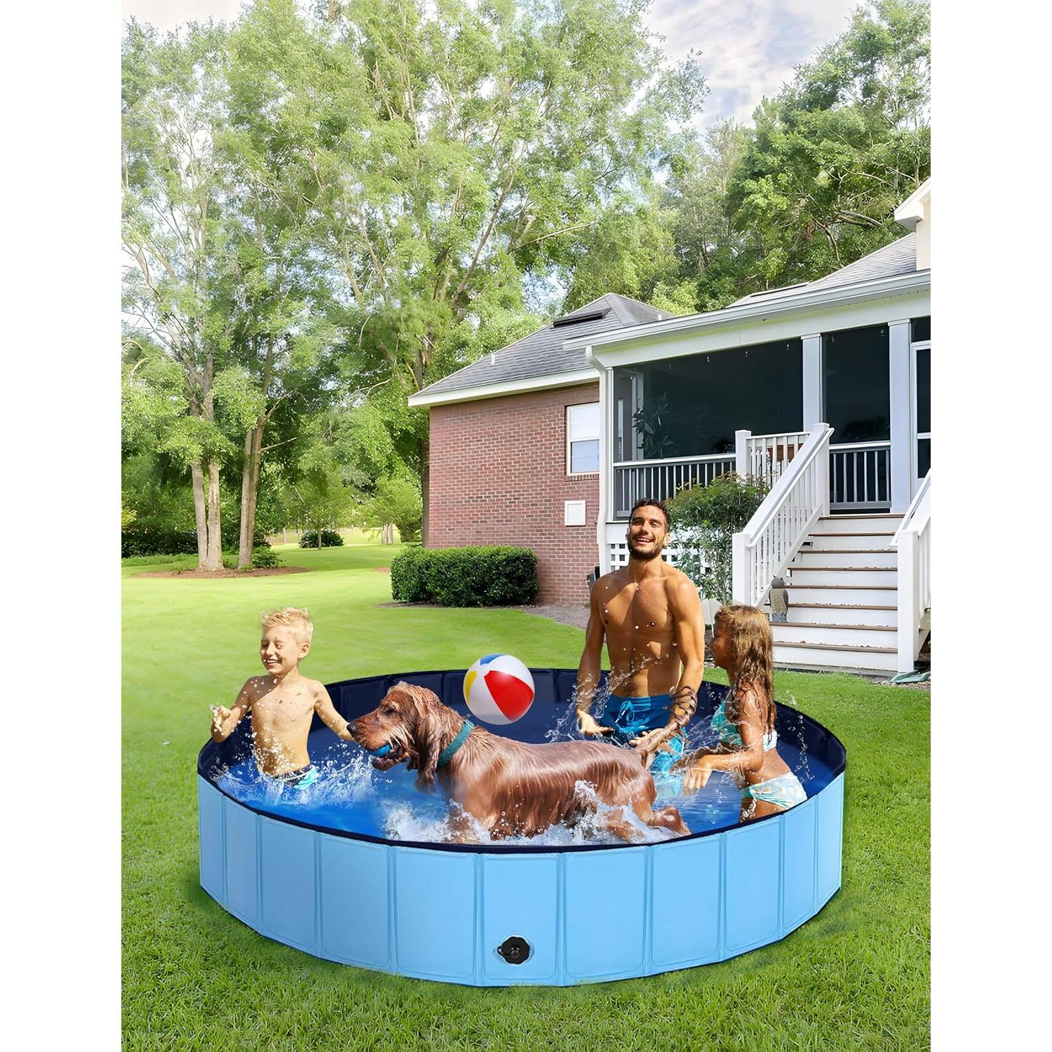 Piscina Plegable para Perros Lexda 200x30cm PVC Azul
