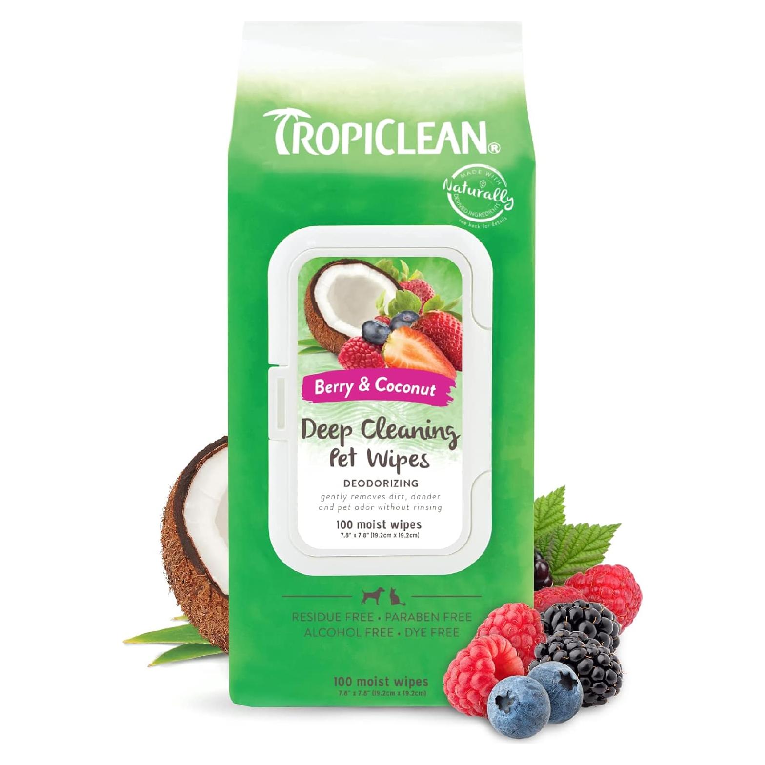 Toallitas de Limpieza Profunda TropiClean 100ct - Para Perros y Gatos
