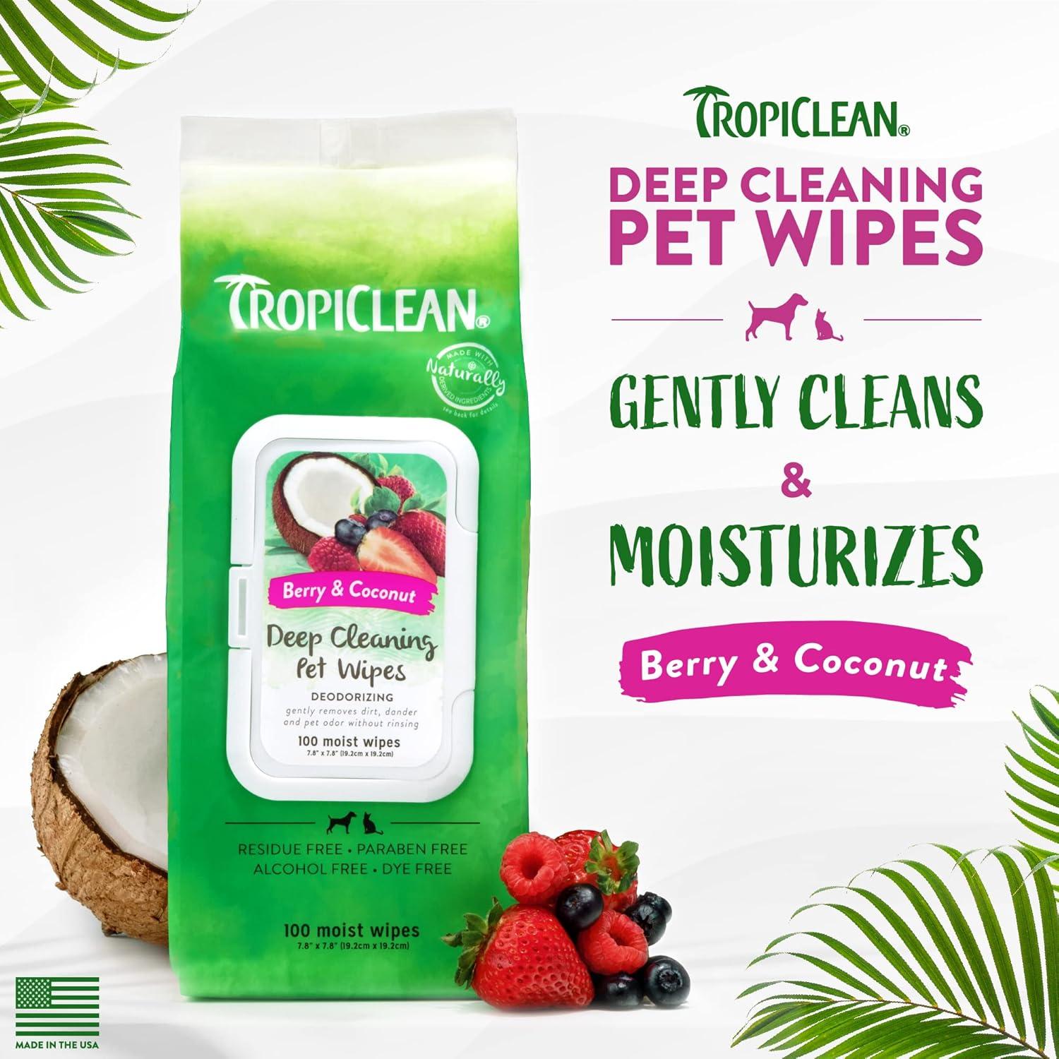 Toallitas de Limpieza Profunda TropiClean 100ct - Para Perros y Gatos
