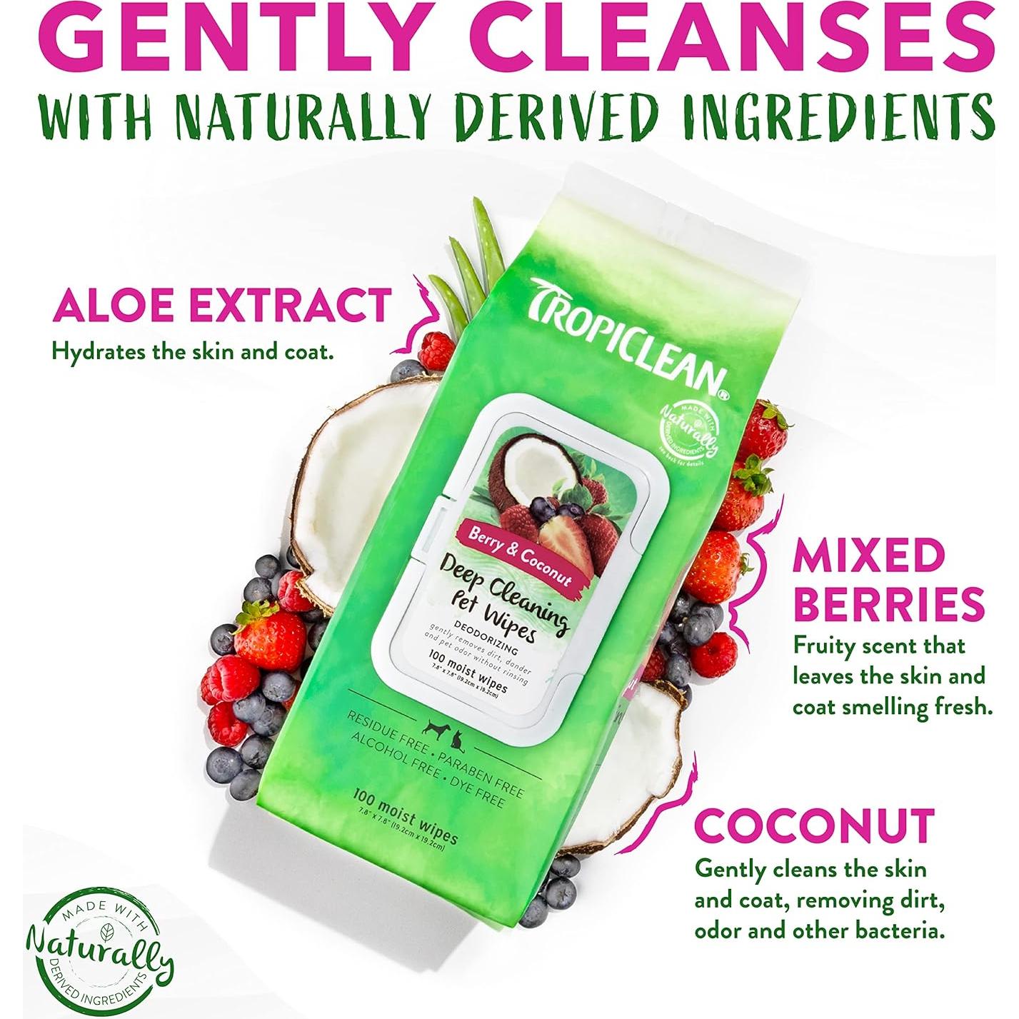 Toallitas de Limpieza Profunda TropiClean 100ct - Para Perros y Gatos