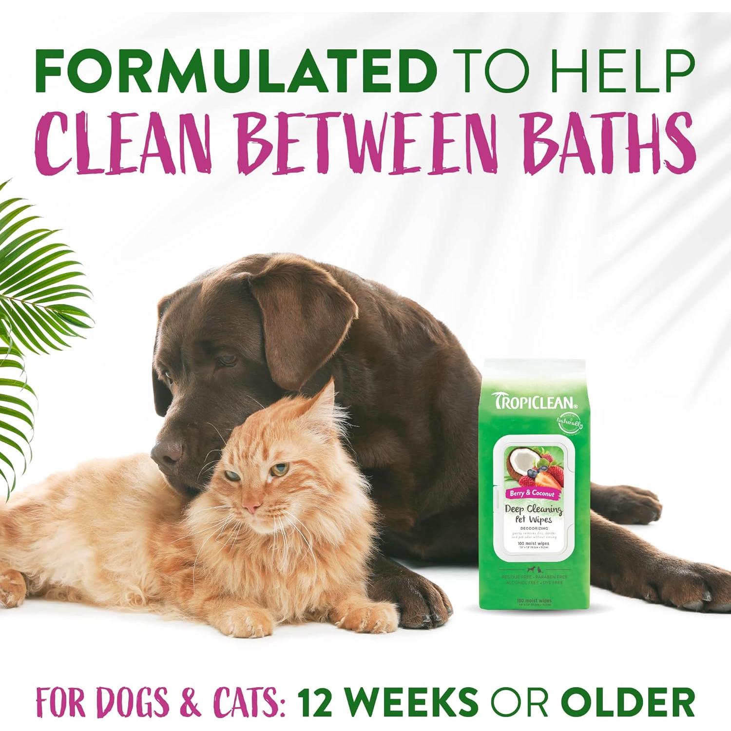 Toallitas de Limpieza Profunda TropiClean 100ct - Para Perros y Gatos