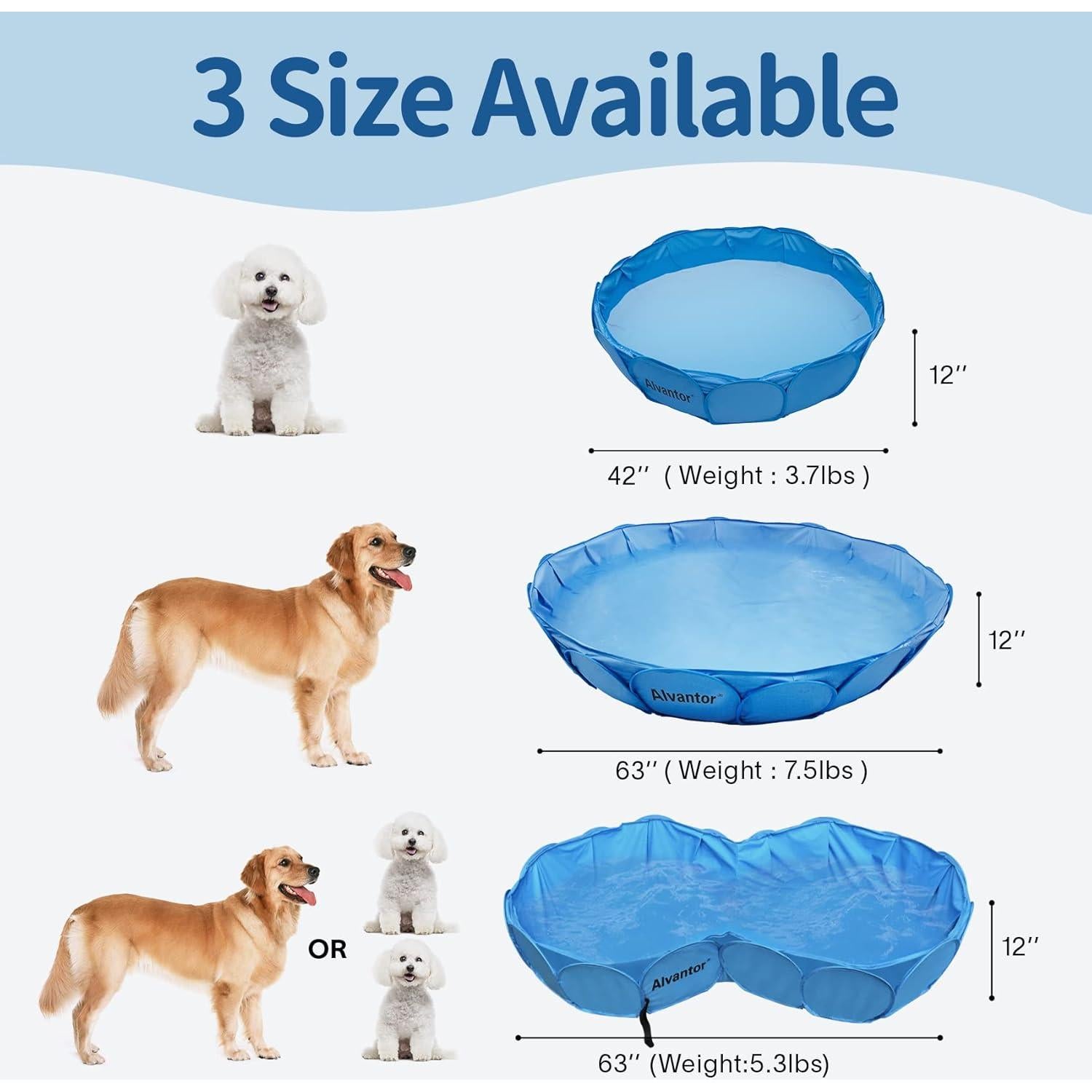 Piscina para Perros Alvantor 106.68 cm x 30.48 cm Plegable