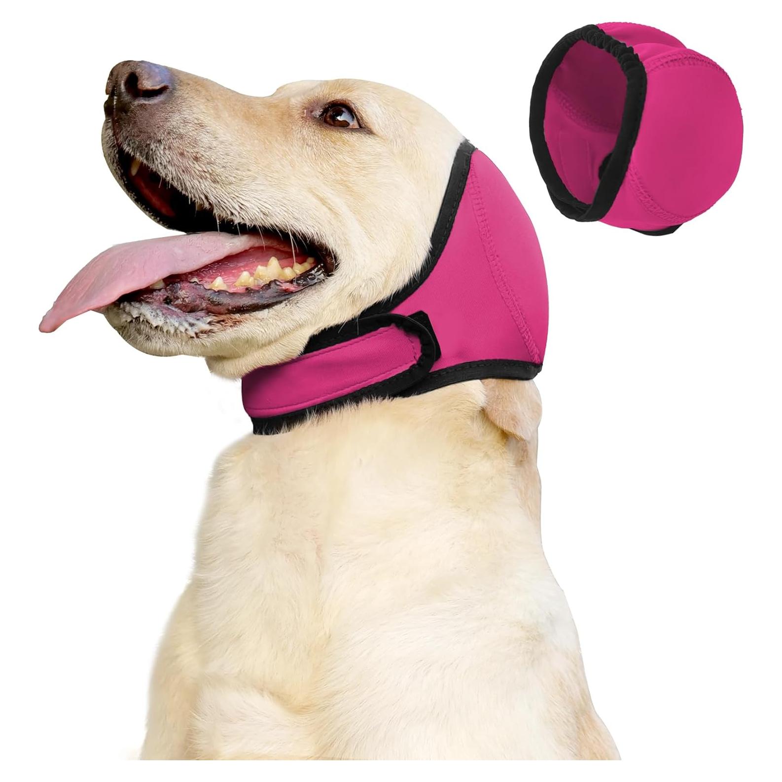 Protectores de Oídos para Perros JOHNBOLIN Rosa S - Impermeable y Calmante