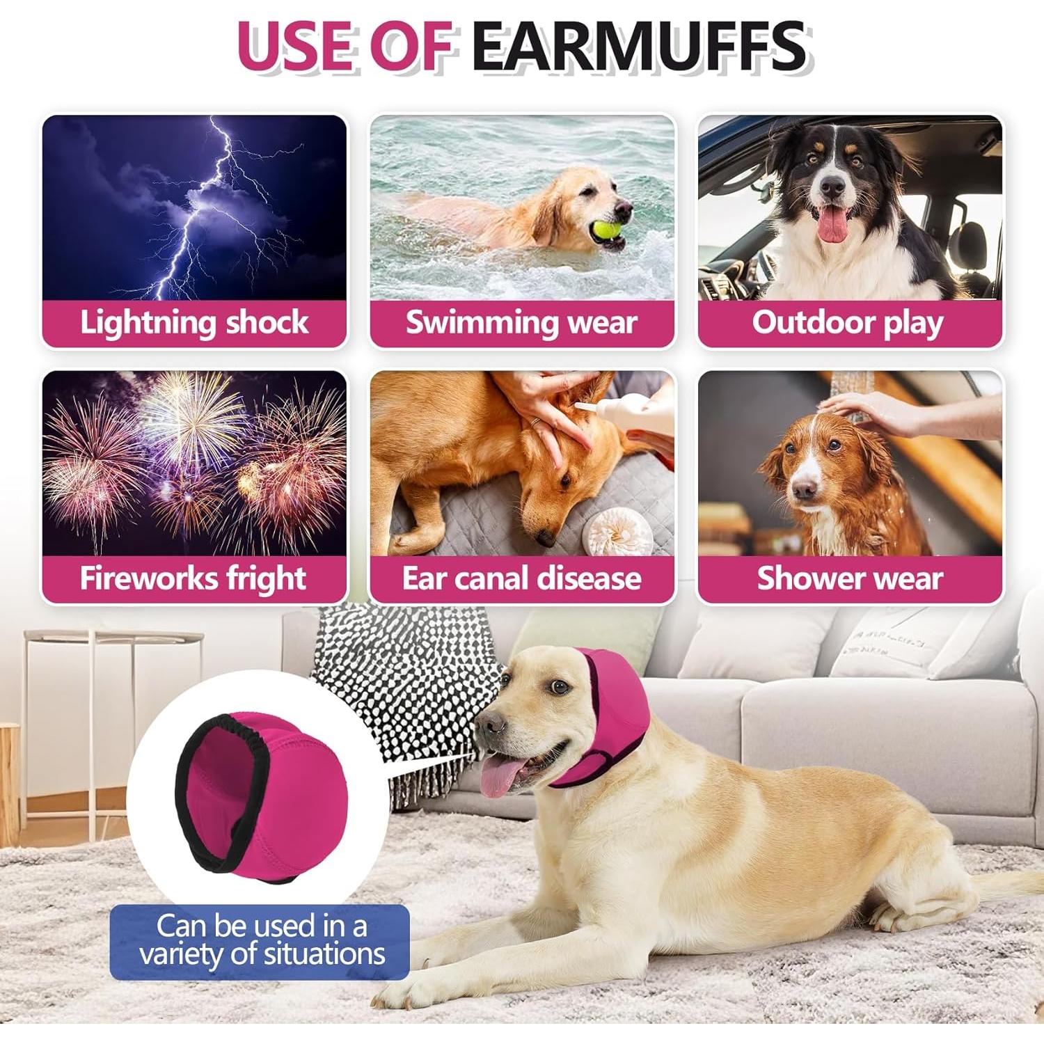 Protectores de Oídos para Perros JOHNBOLIN Rosa S - Impermeable y Calmante
